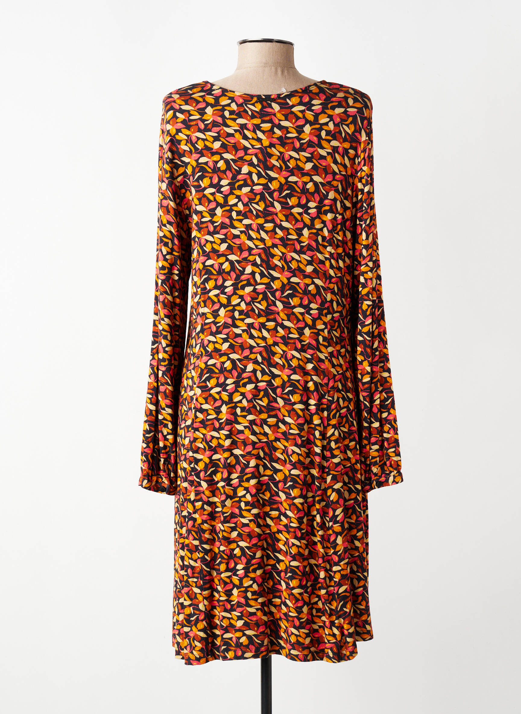 Rochie midi imprimeu floral mâneci lungi galben AGATHE & LOUISE femeie