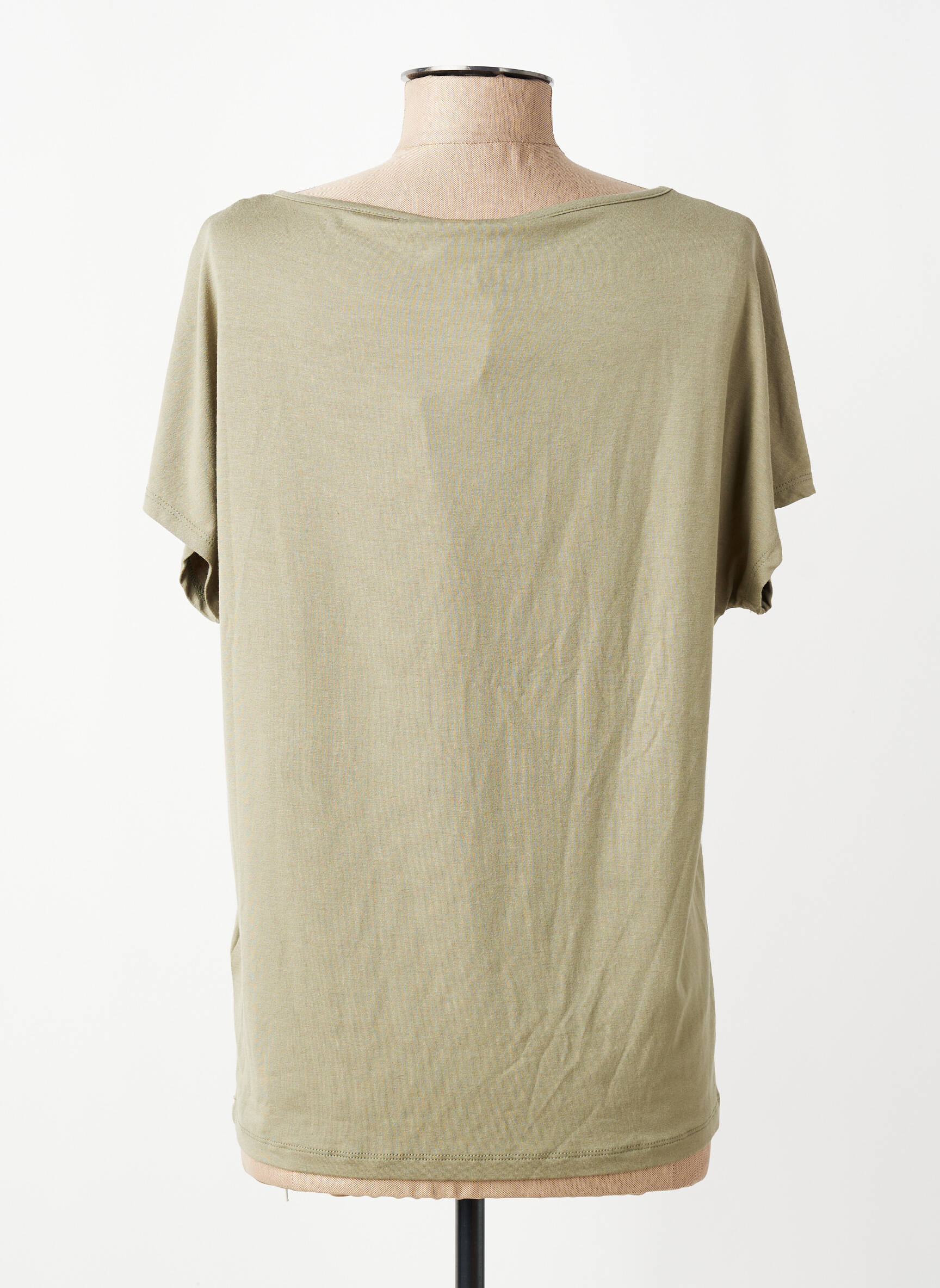 Tricou croială dreaptă mâneci scurte verde MARBLE femeie