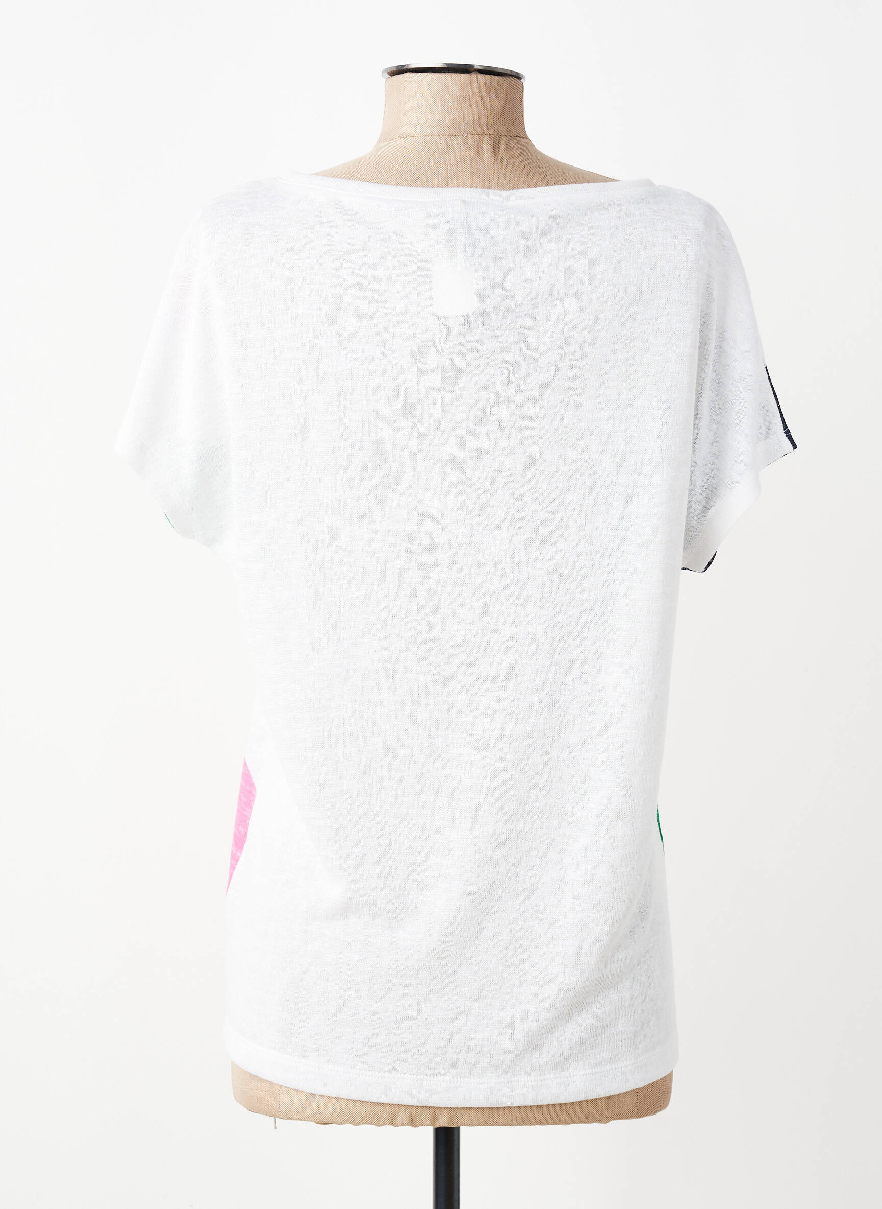 Tricou croială dreaptă mâneci scurte alb MARBLE femeie