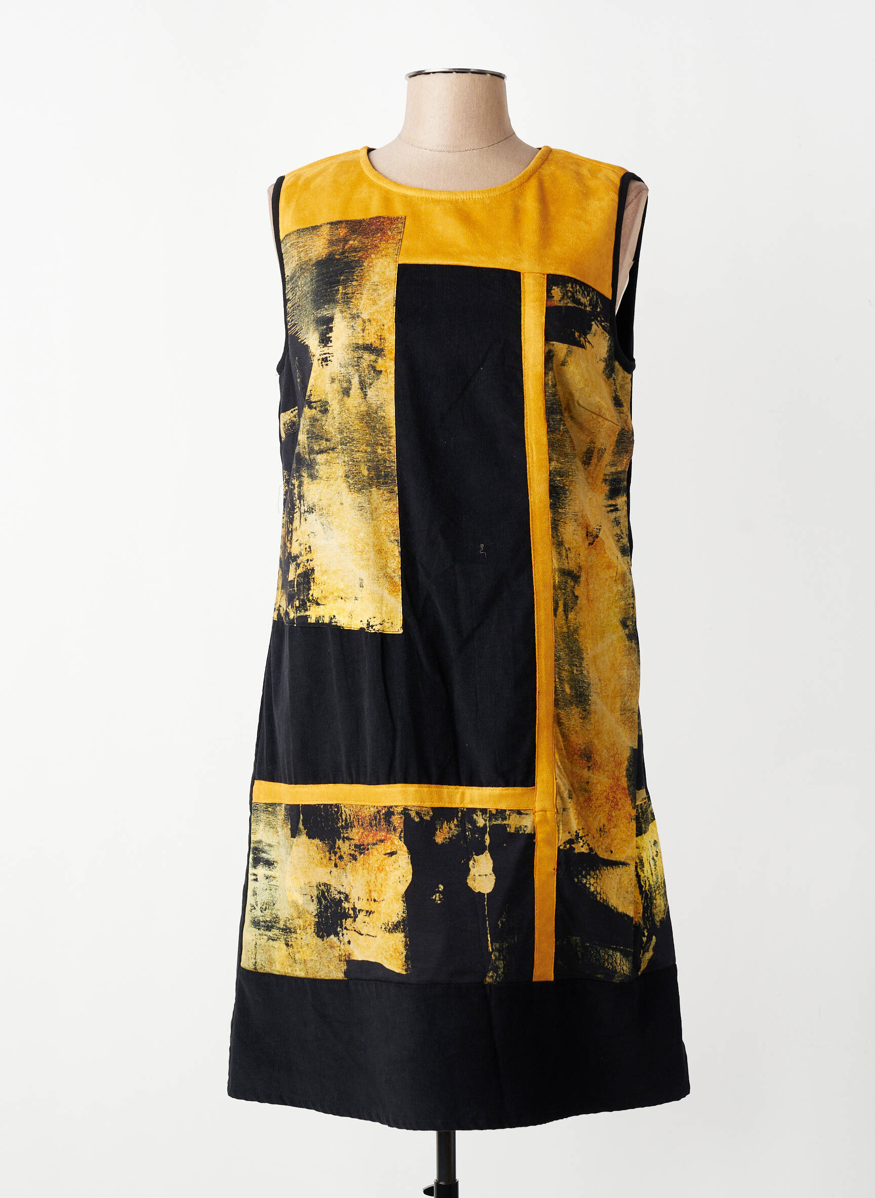 Rochie midi imprimeu floral fără mâneci galben AURA BY FIGURE LIBRE femeie