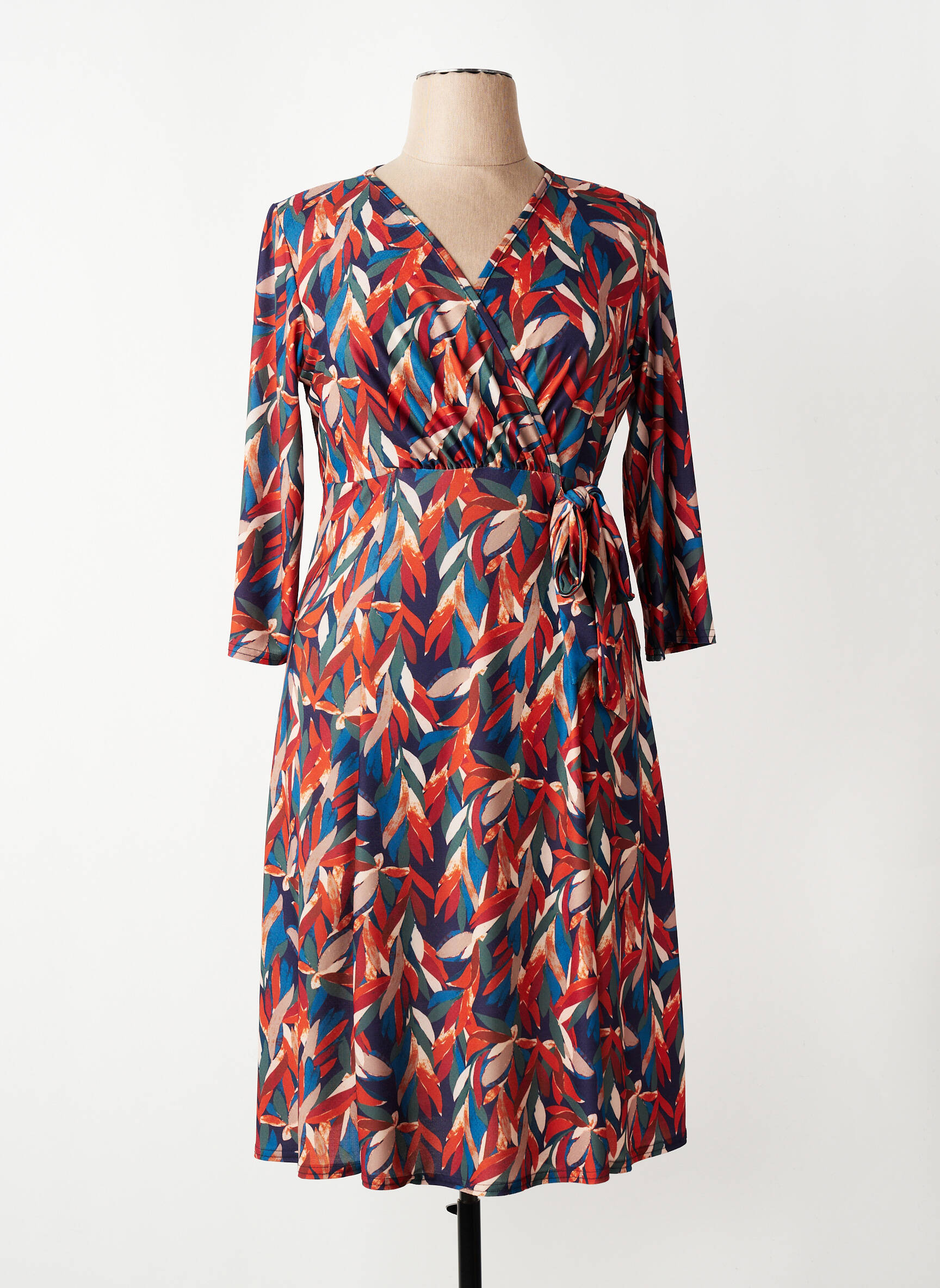 Rochie midi mâneci 3/4 mâneci 3/4 portocalie RENATTO BENE femeie