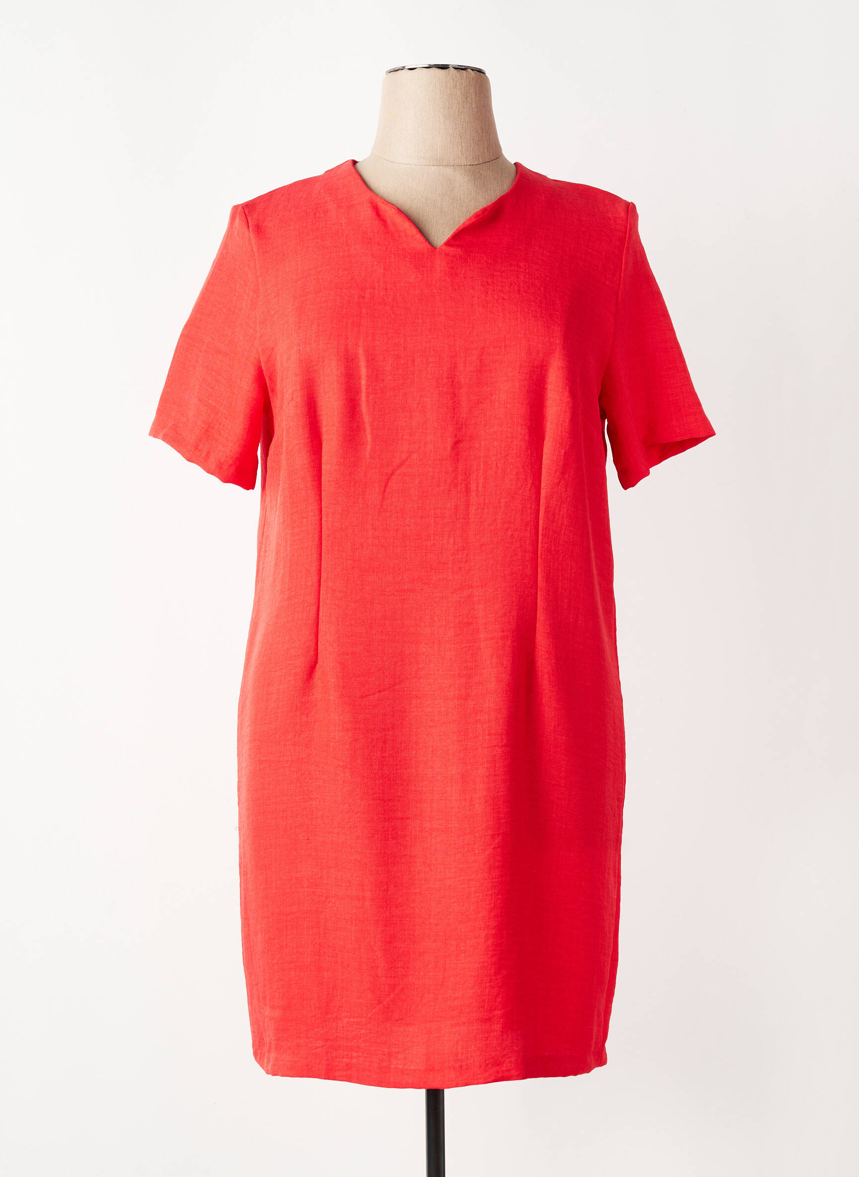 Rochie midi mâneci scurte mâneci scurte roșu ELEANE femeie