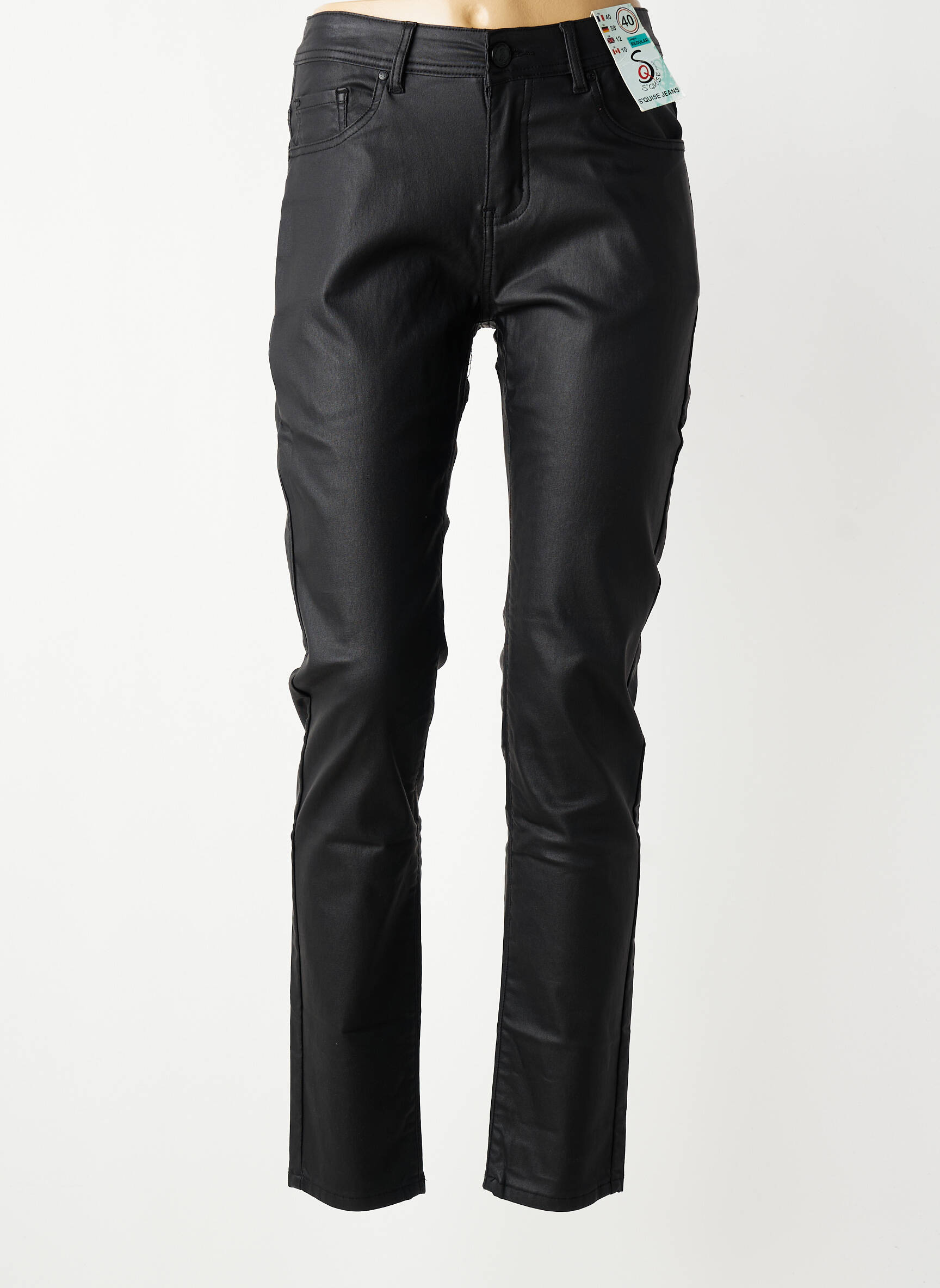 Pantalon slim țesătură acoperită mărime normală negru S.QUISE femeie
