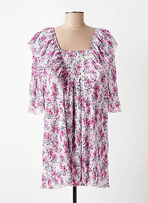 Rochie scurtă imprimeu floral mâneci scurte roz GANNI femeie