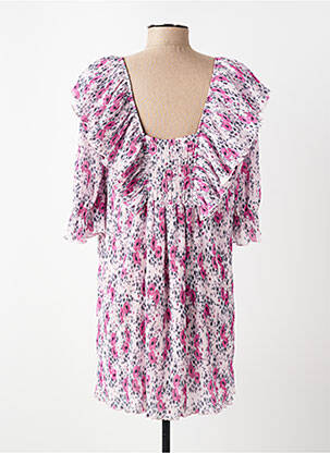 Rochie scurtă imprimeu floral mâneci scurte roz GANNI femeie