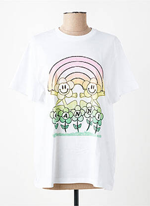 Tricou imprimeu fantezie mâneci scurte alb GANNI femeie
