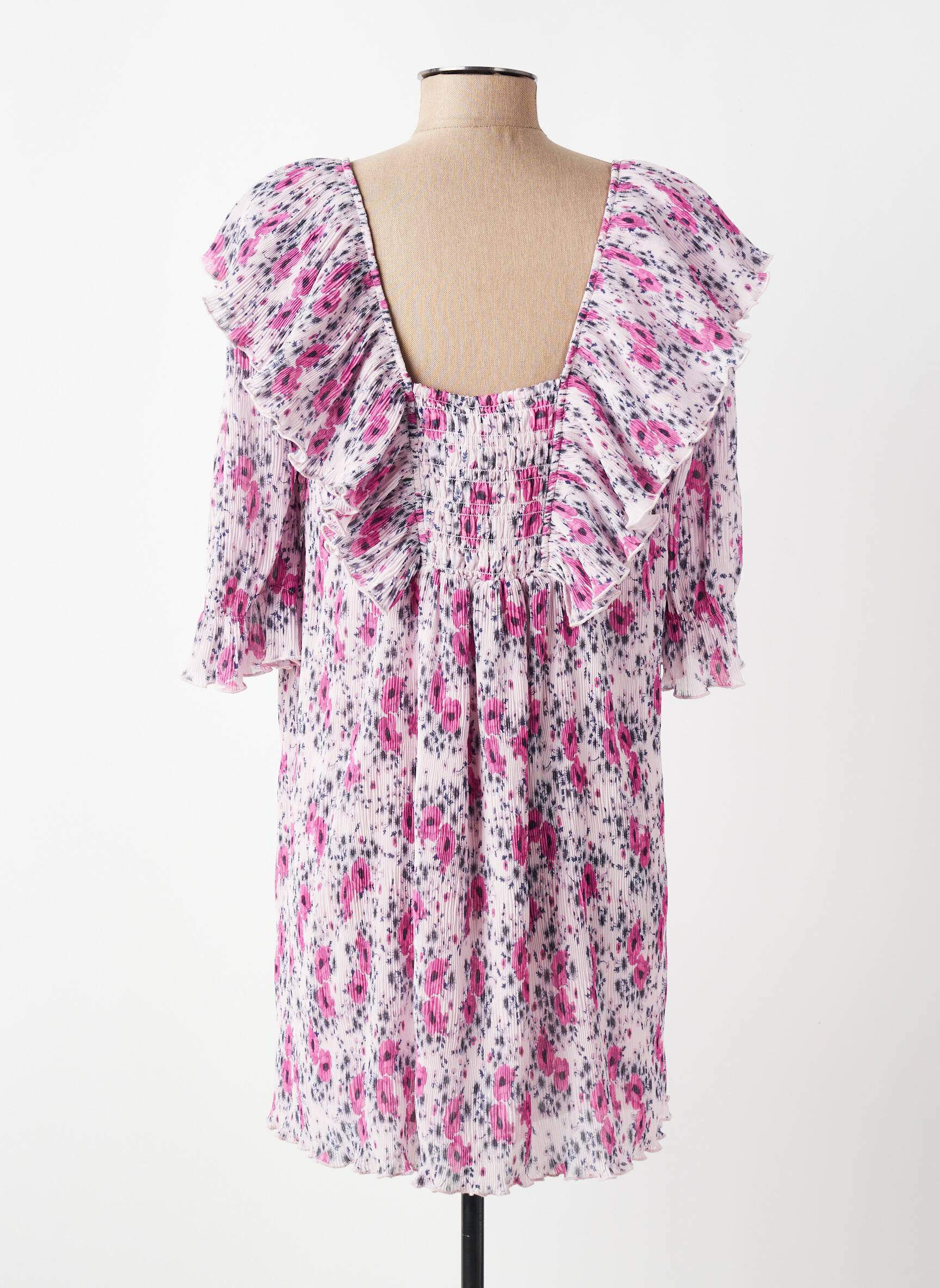 Rochie scurtă croială fluidă mâneci scurte roz GANNI femeie