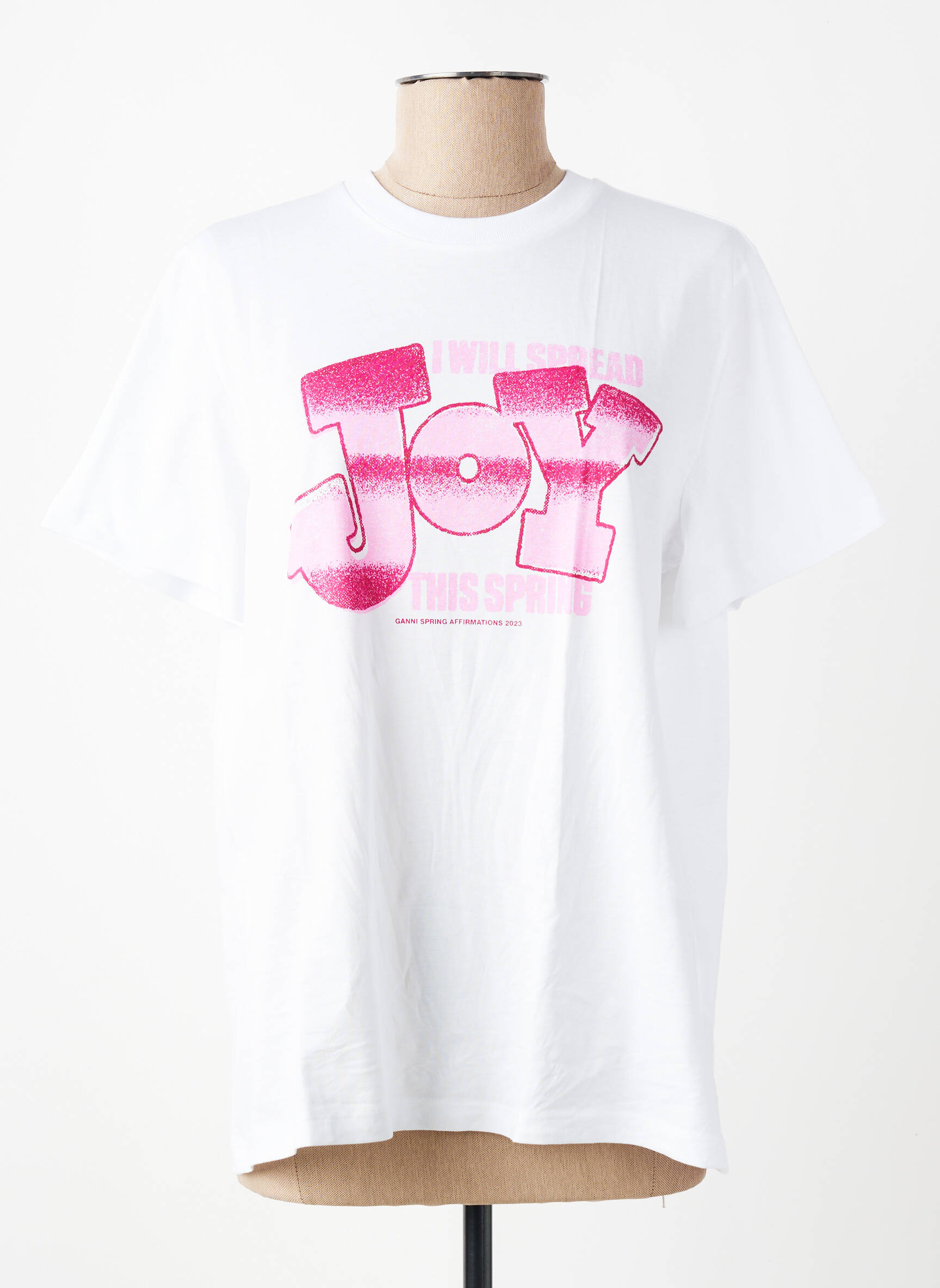Tricou croială dreaptă mâneci scurte alb GANNI femeie