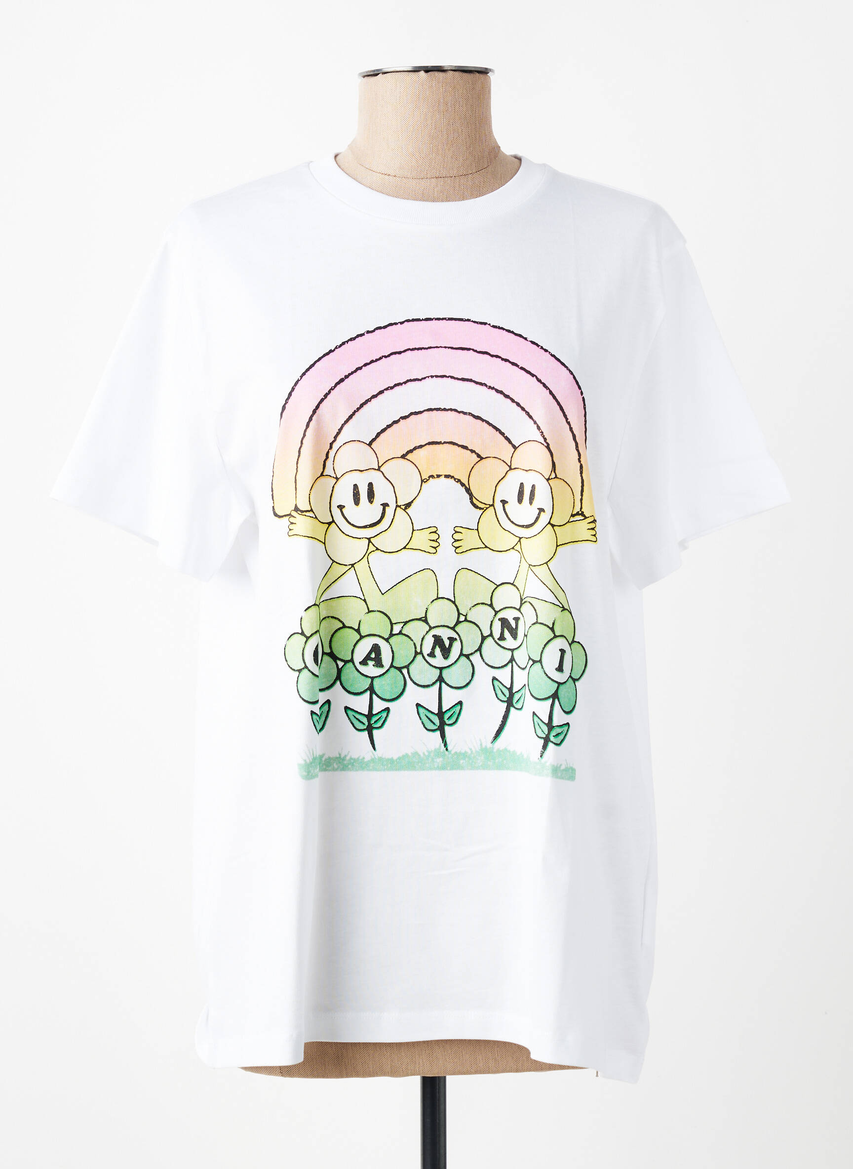 Tricou imprimeu fantezie mâneci scurte alb GANNI femeie