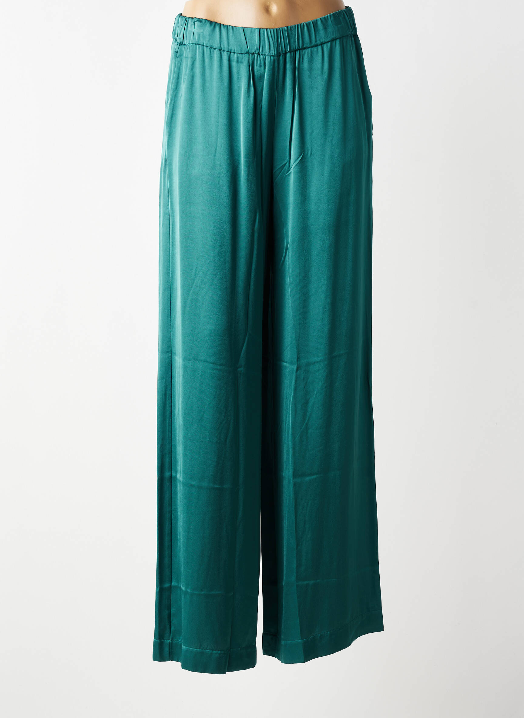 Pantalon larg croială fluidă mărime normală verde OTTOD'AME femeie