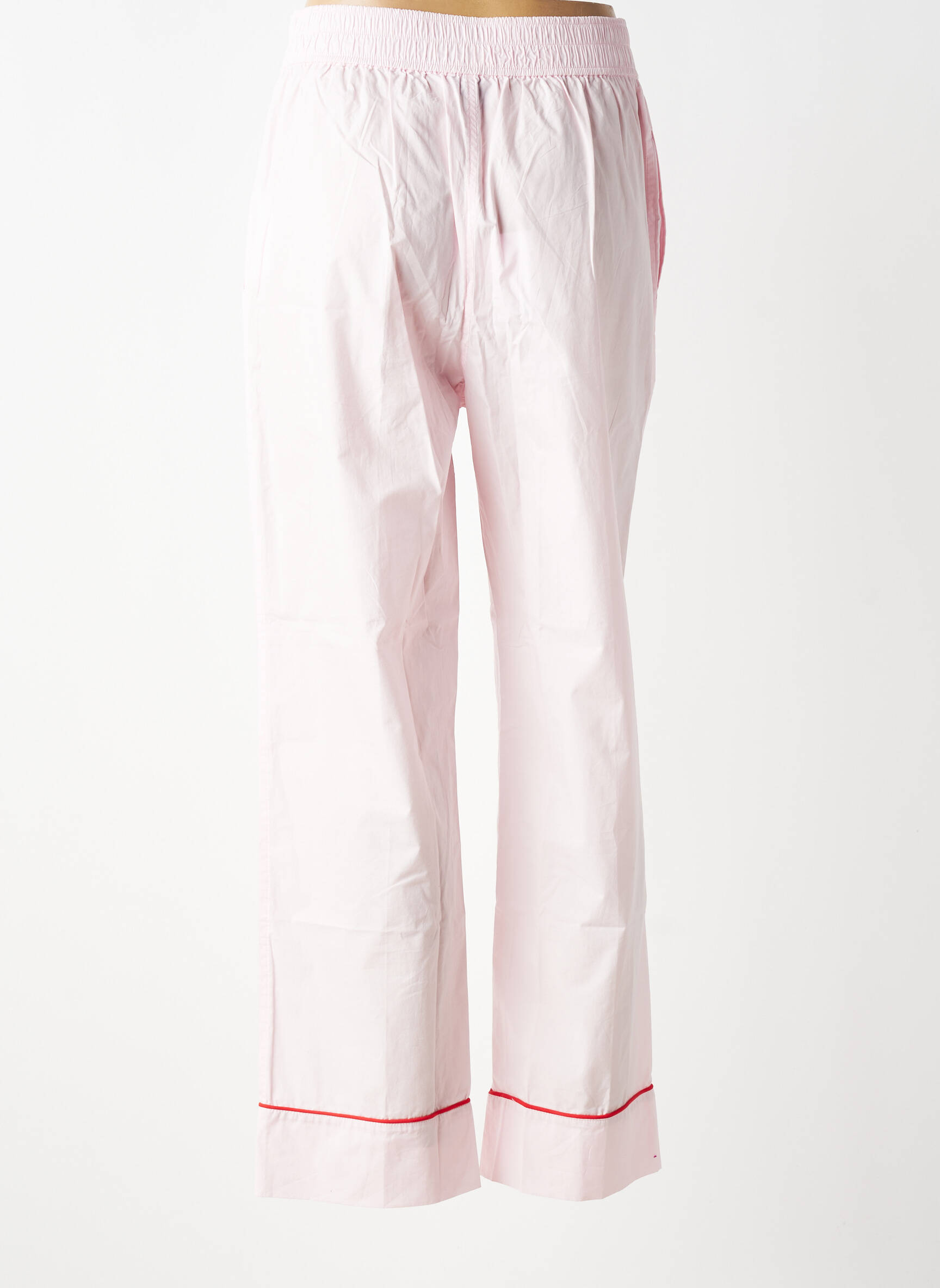 Pantalon drept țesătură poplin mărime normală roz GANNI femeie