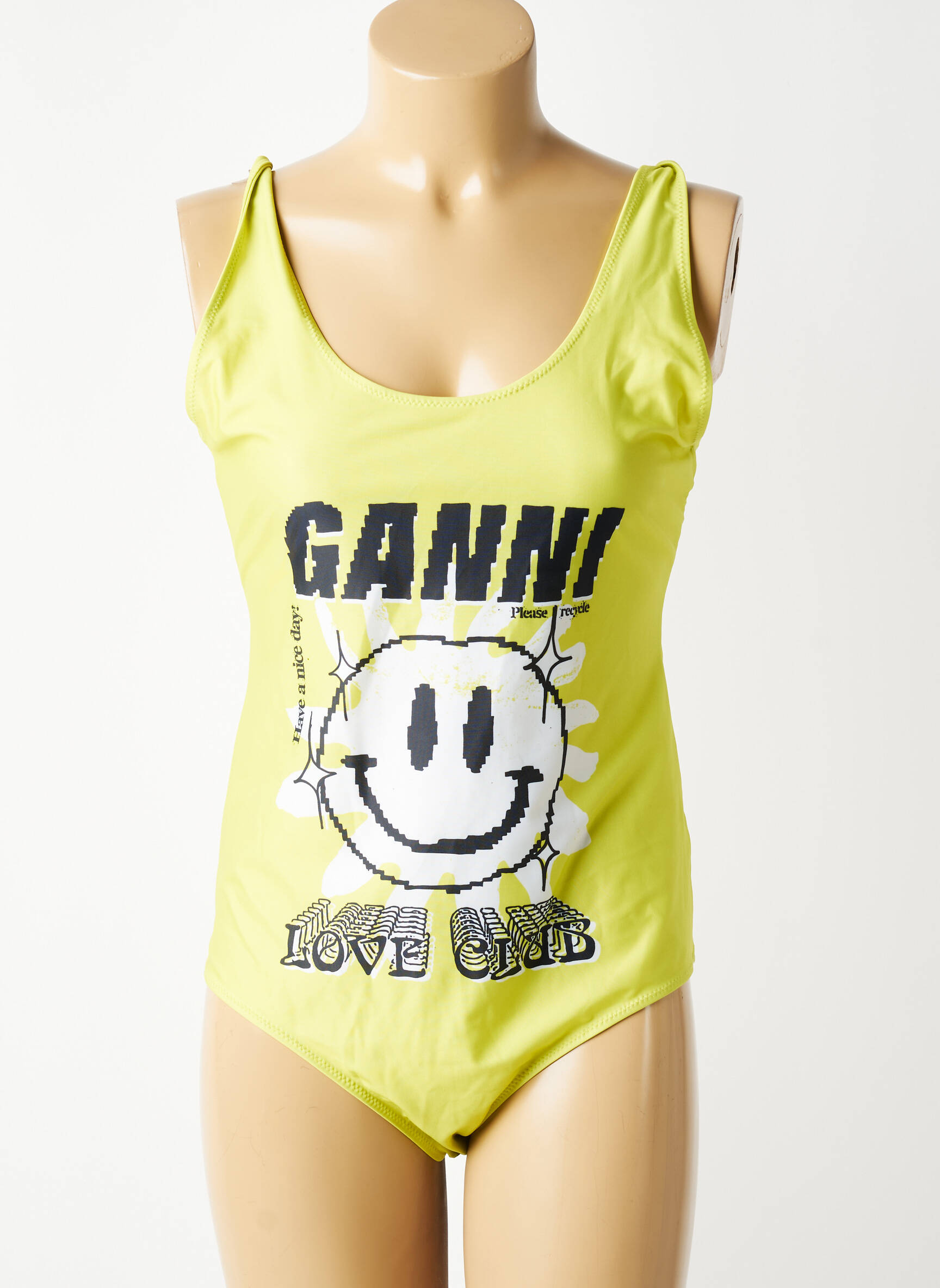 Costum de baie dintr-o singură piesă efect material satinat galben GANNI femeie
