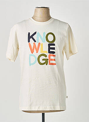 Tricou bio mâneci scurte bej KNOWLEDGE COTTON APPAREL bărbat