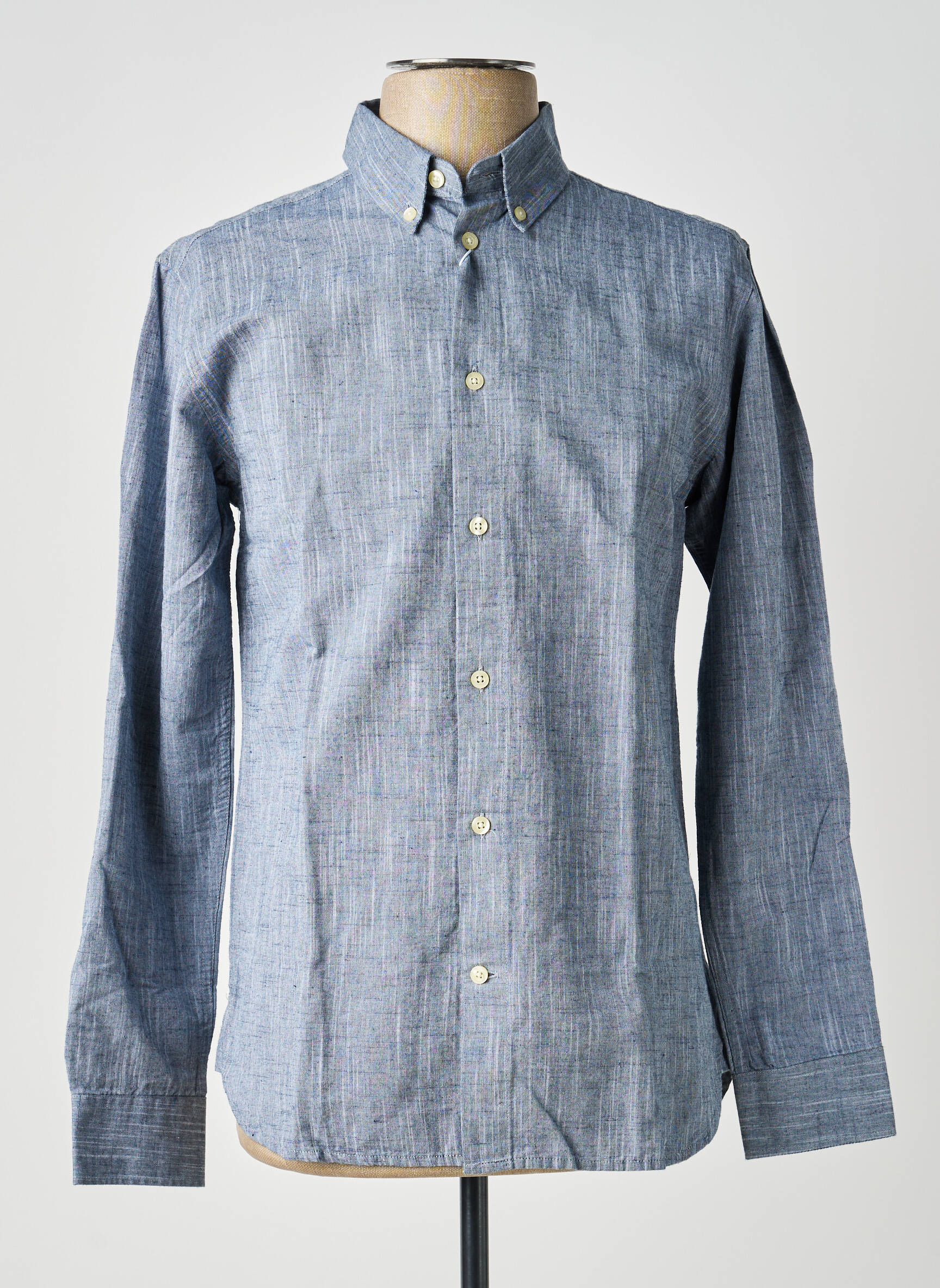 Cămașă cu mâneci lungi croială cambrată albastru KNOWLEDGE COTTON APPAREL bărbat