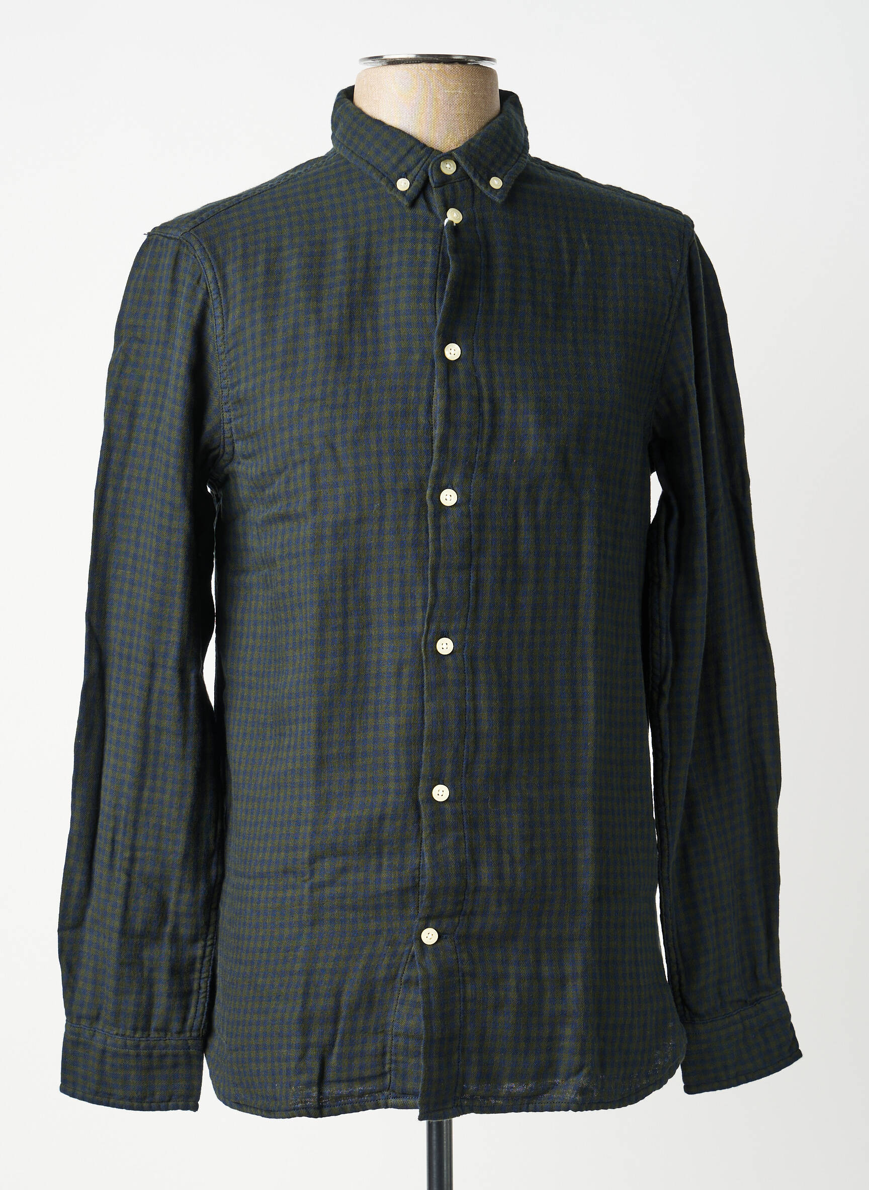 Cămașă cu mâneci lungi croială cambrată verde KNOWLEDGE COTTON APPAREL bărbat