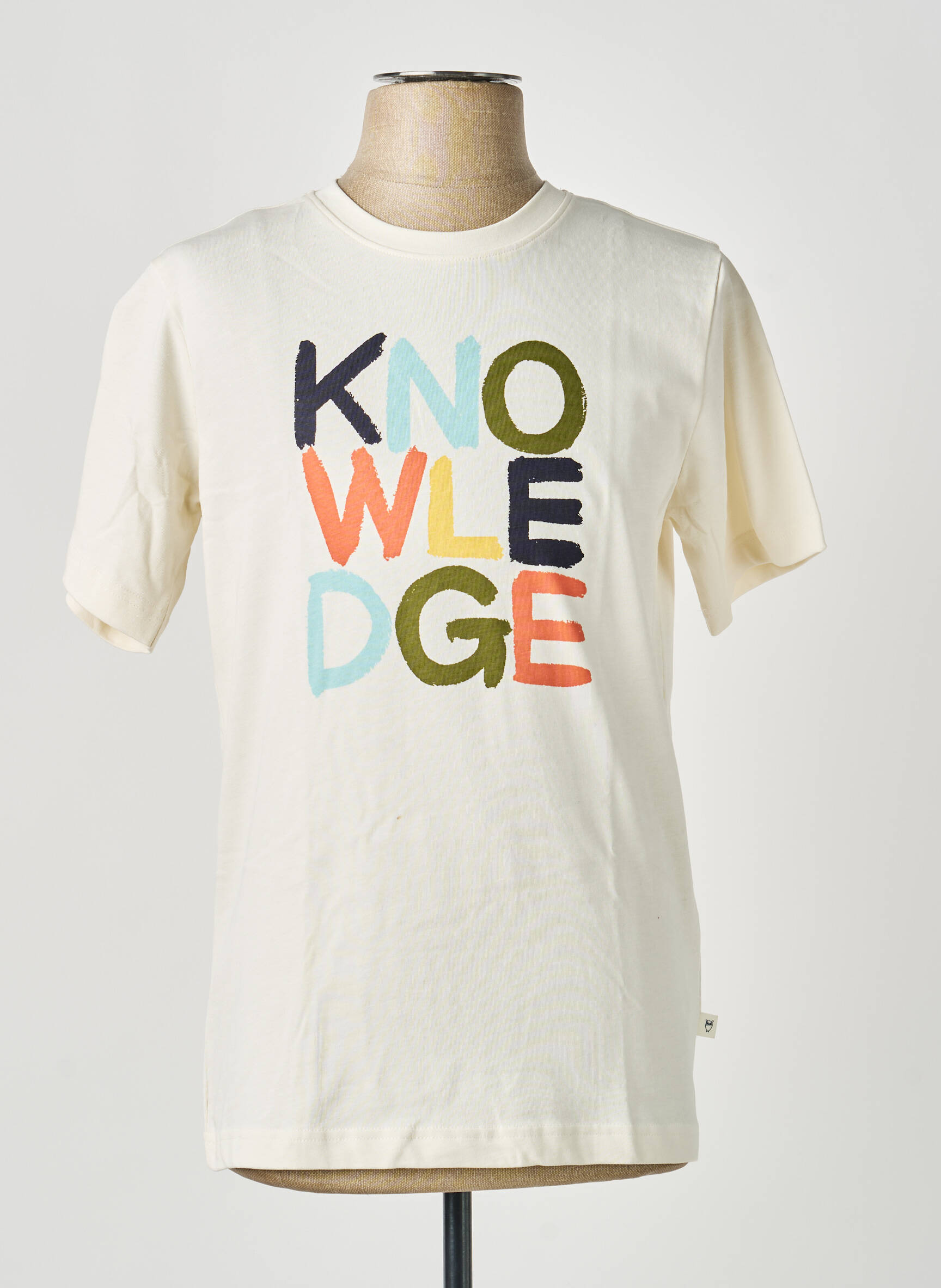 Tricou bio mâneci scurte bej KNOWLEDGE COTTON APPAREL bărbat