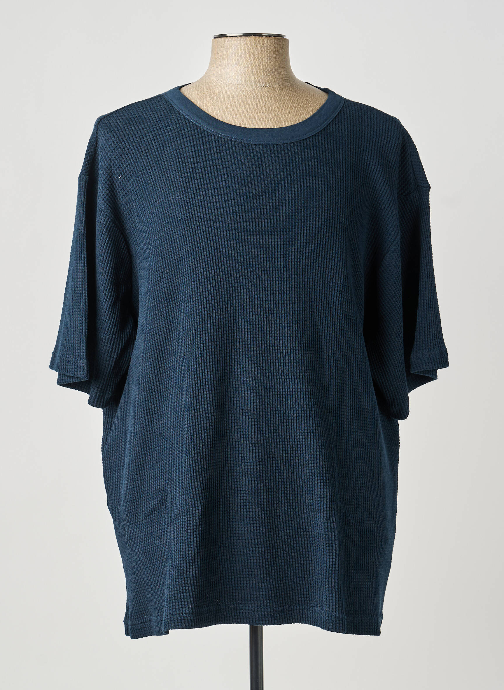 Tricou bio mâneci scurte albastru KNOWLEDGE COTTON APPAREL bărbat