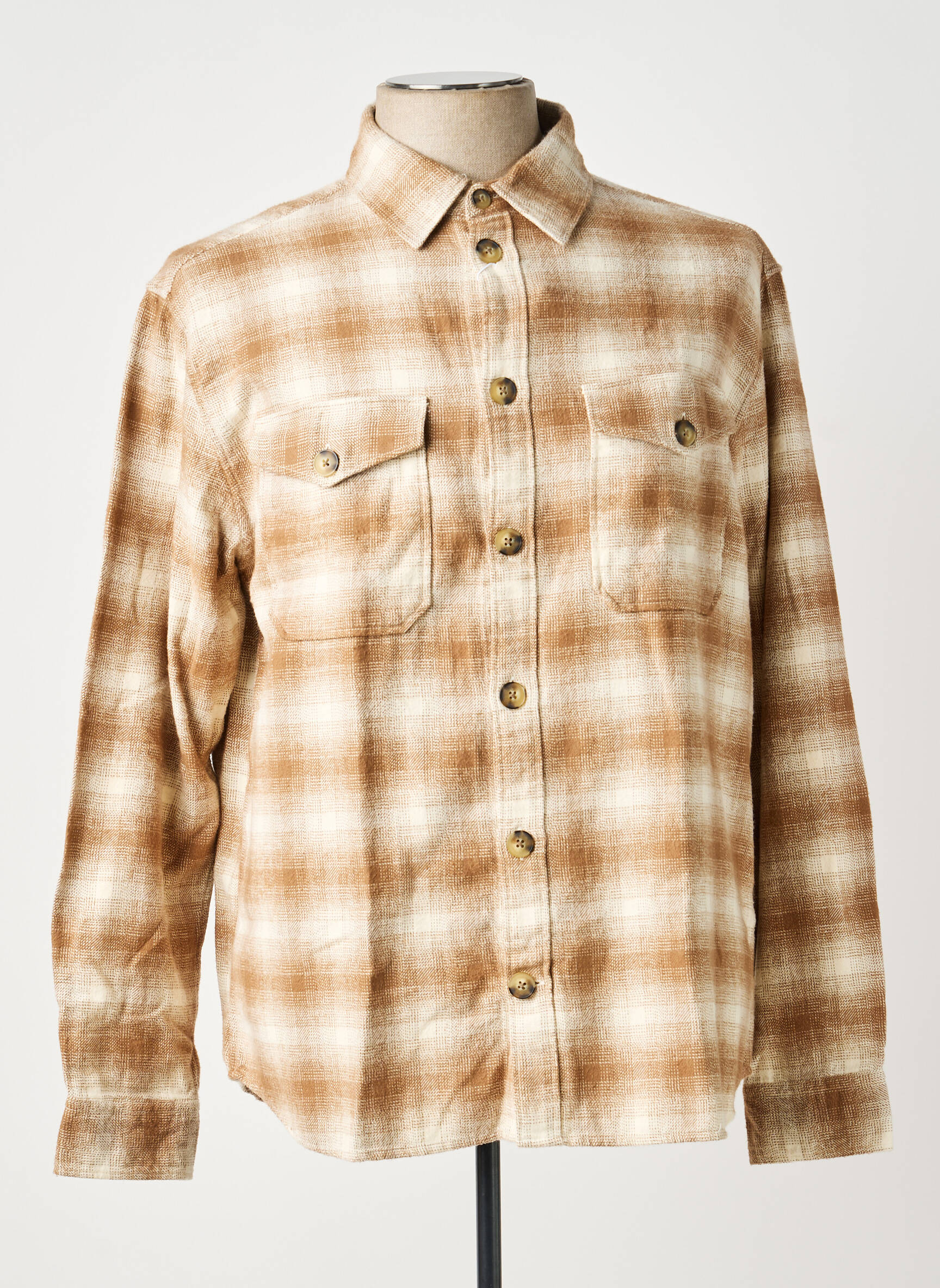 Cămașă cu mâneci lungi buzunare bej KNOWLEDGE COTTON APPAREL bărbat