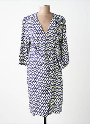 Rochie midi mâneci 3/4 mâneci 3/4 albastru JULIE GUERLANDE femeie
