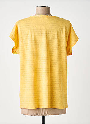 Tricou guler în v mâneci scurte galben C'EST BEAU LA VIE femeie