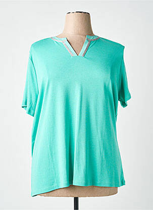Tricou guler în v mâneci scurte verde DIANE LAURY femeie