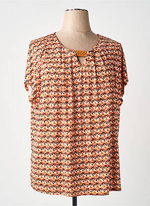 Tricou imprimeu fantezie mâneci scurte portocalie DIANE LAURY femeie