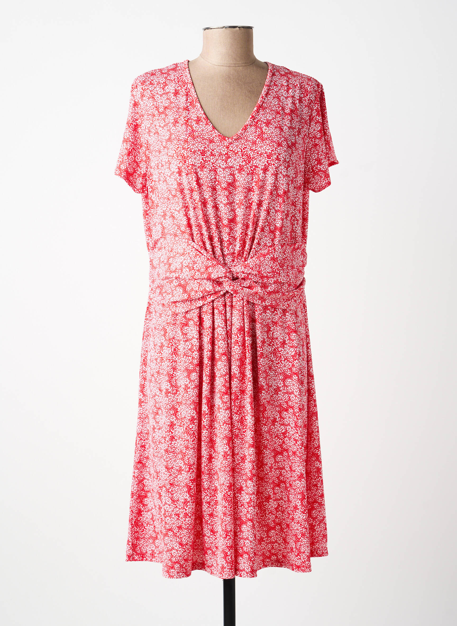 Rochie midi imprimeu floral mâneci scurte roșu MARBLE femeie