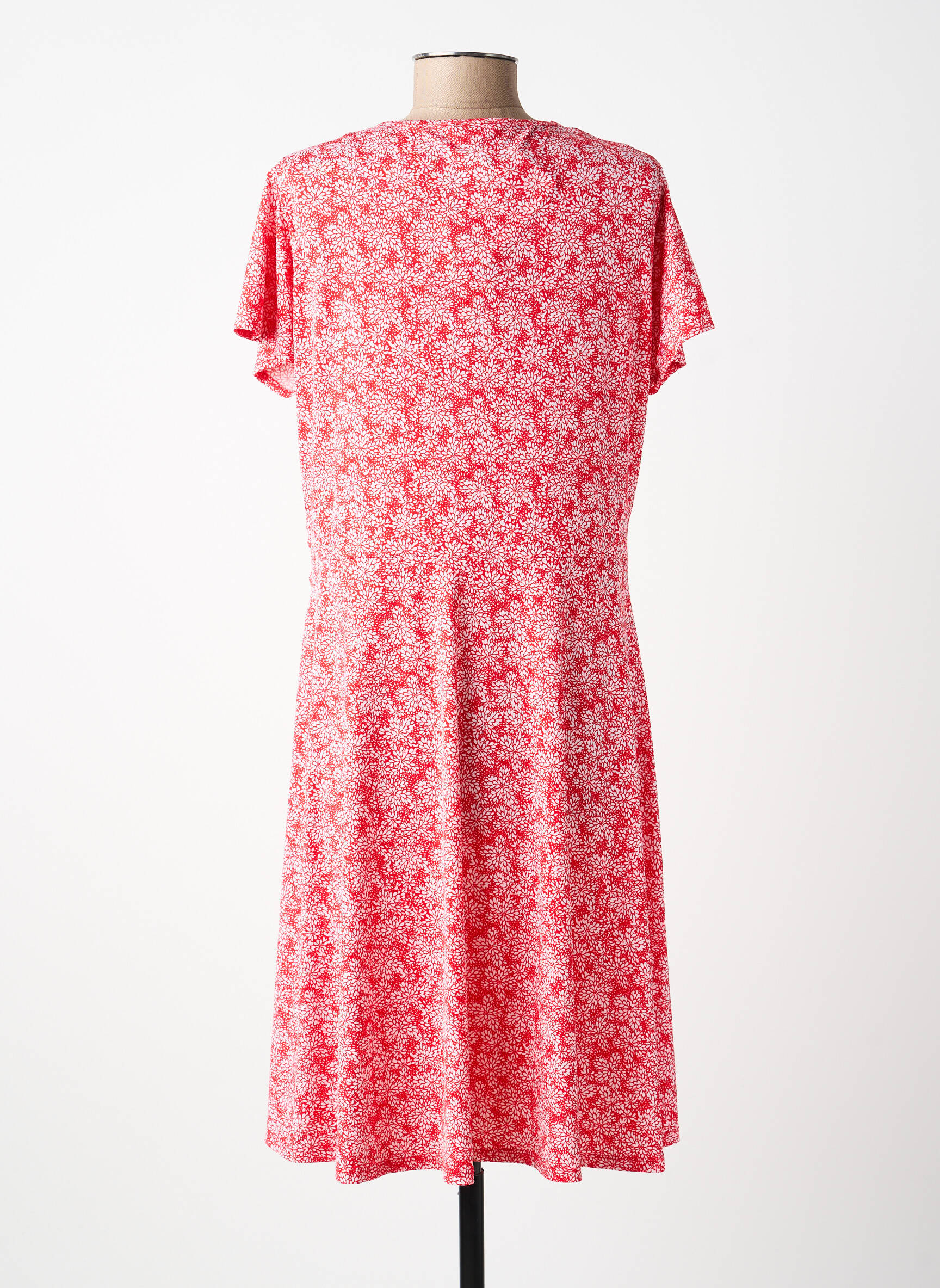 Rochie midi imprimeu floral mâneci scurte roșu MARBLE femeie