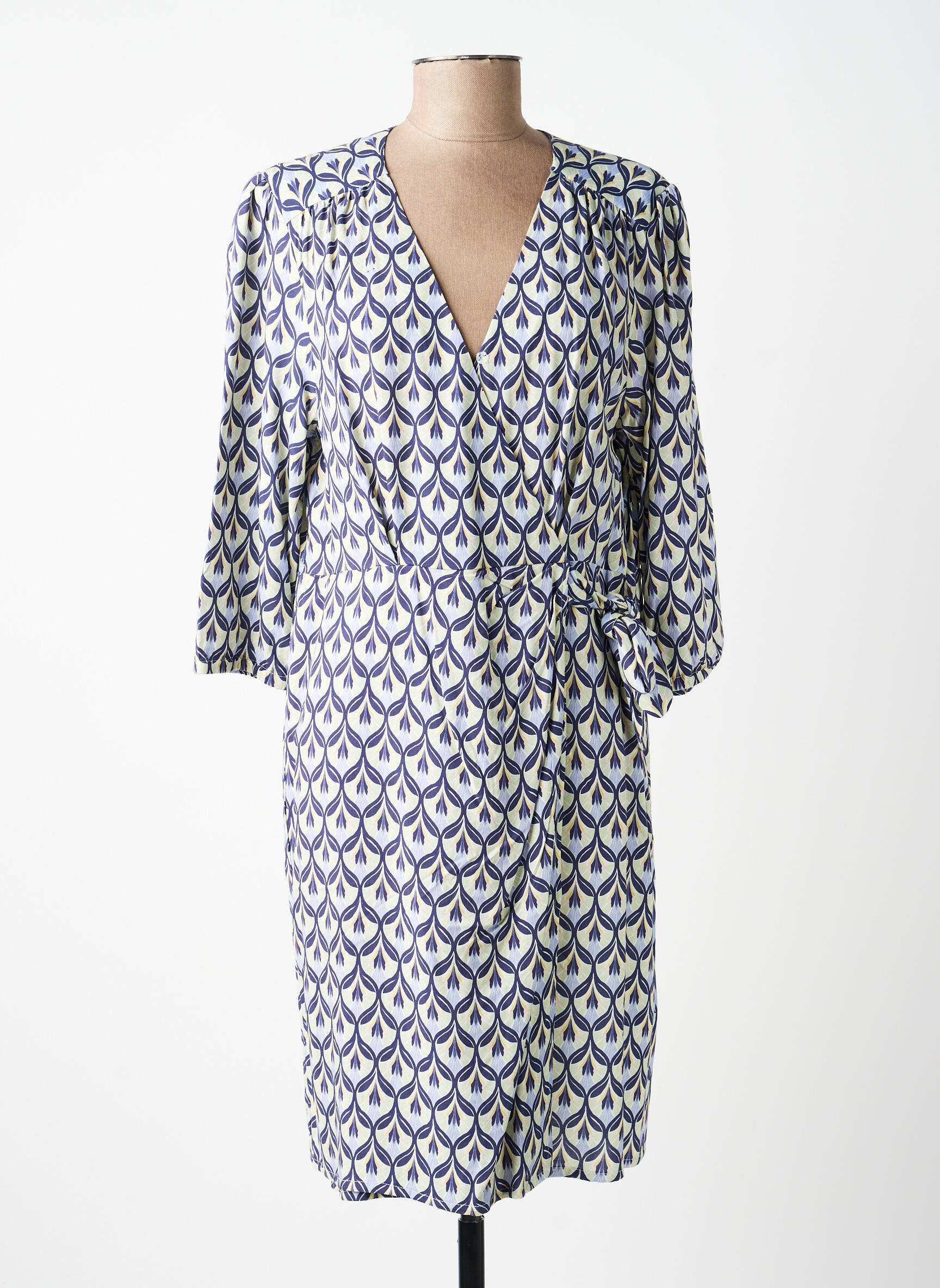 Rochie midi mâneci 3/4 mâneci 3/4 albastru JULIE GUERLANDE femeie