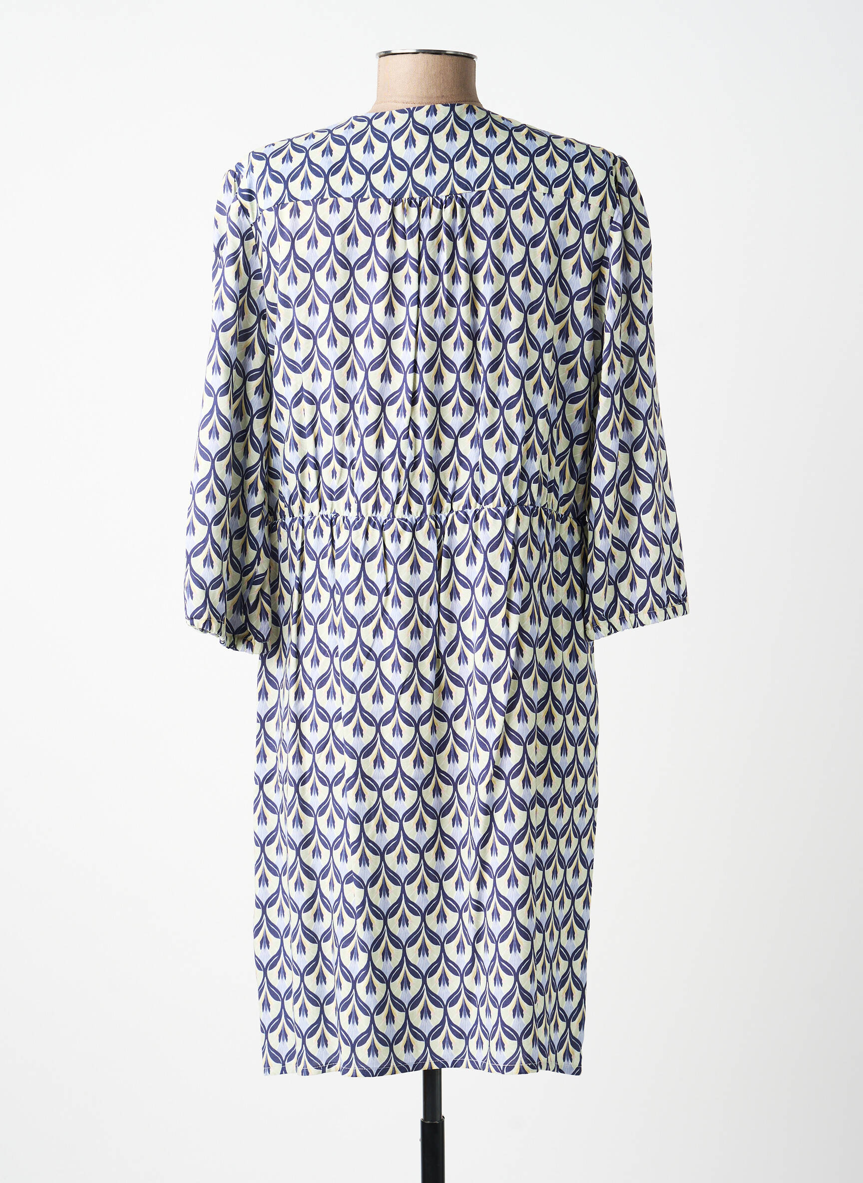 Rochie midi mâneci 3/4 mâneci 3/4 albastru JULIE GUERLANDE femeie