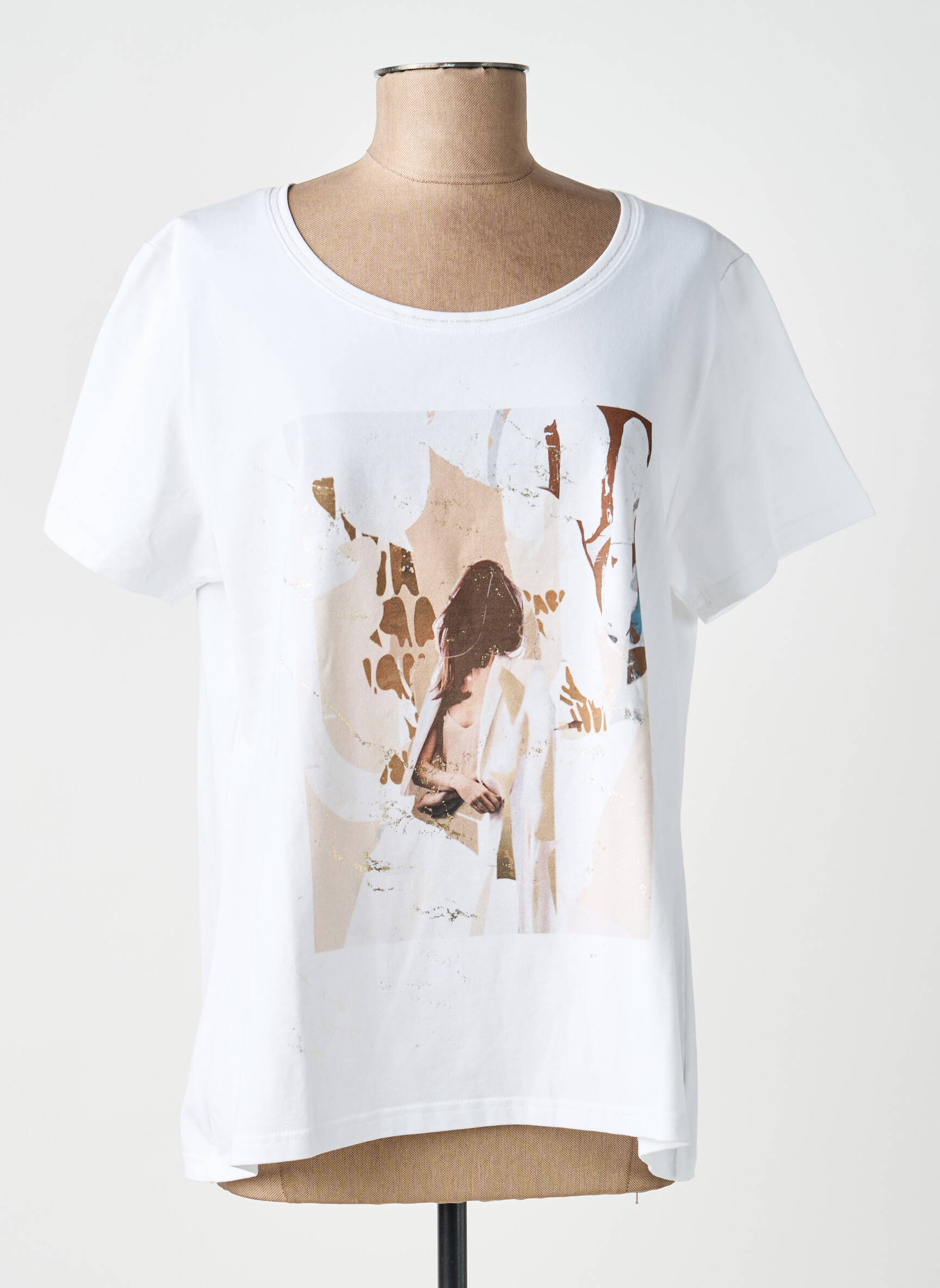 Tricou serigrafie mâneci scurte bej SIGNE NATURE femeie