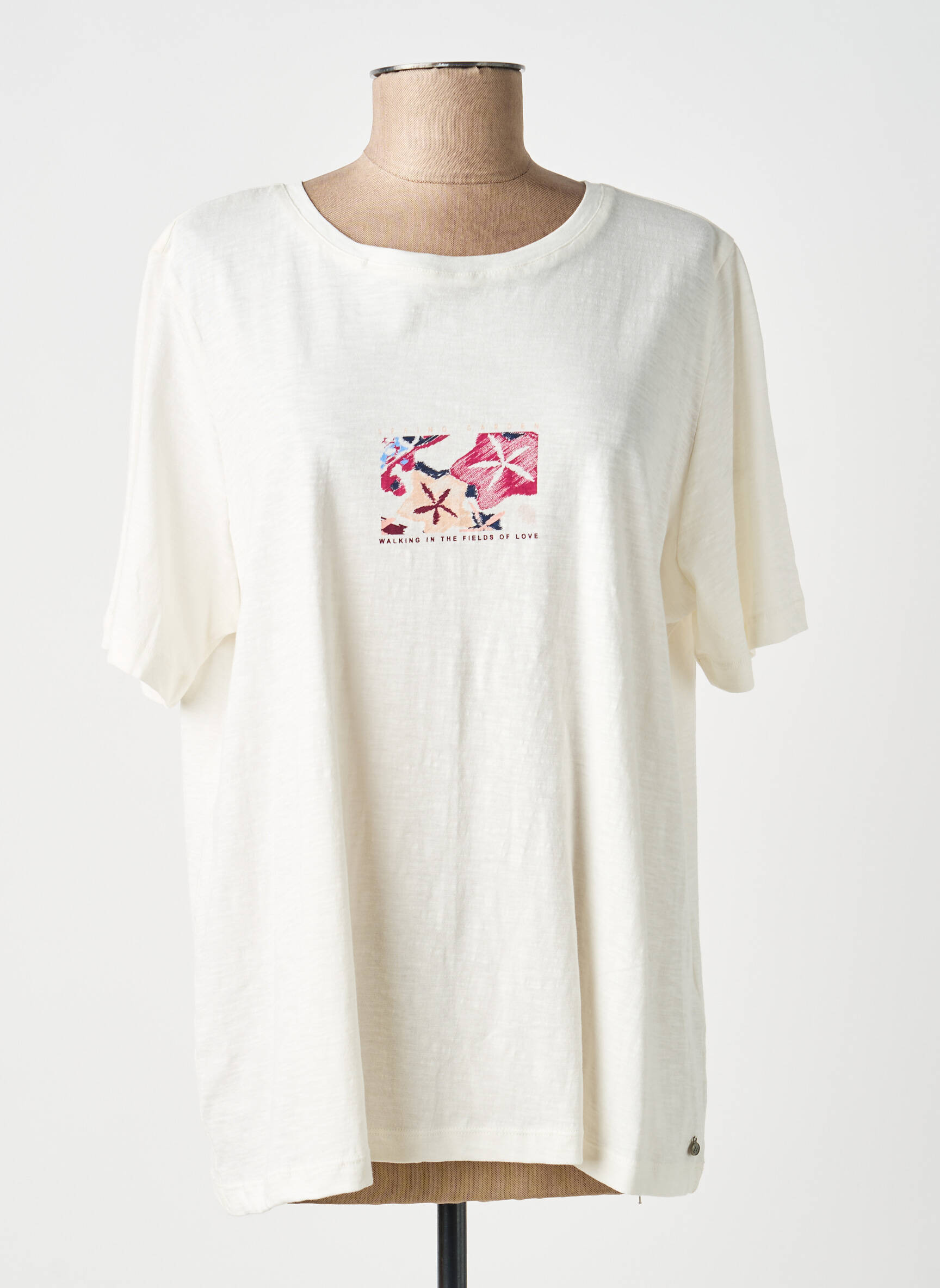 Tricou croială dreaptă mâneci scurte bej TRAMONTANA femeie