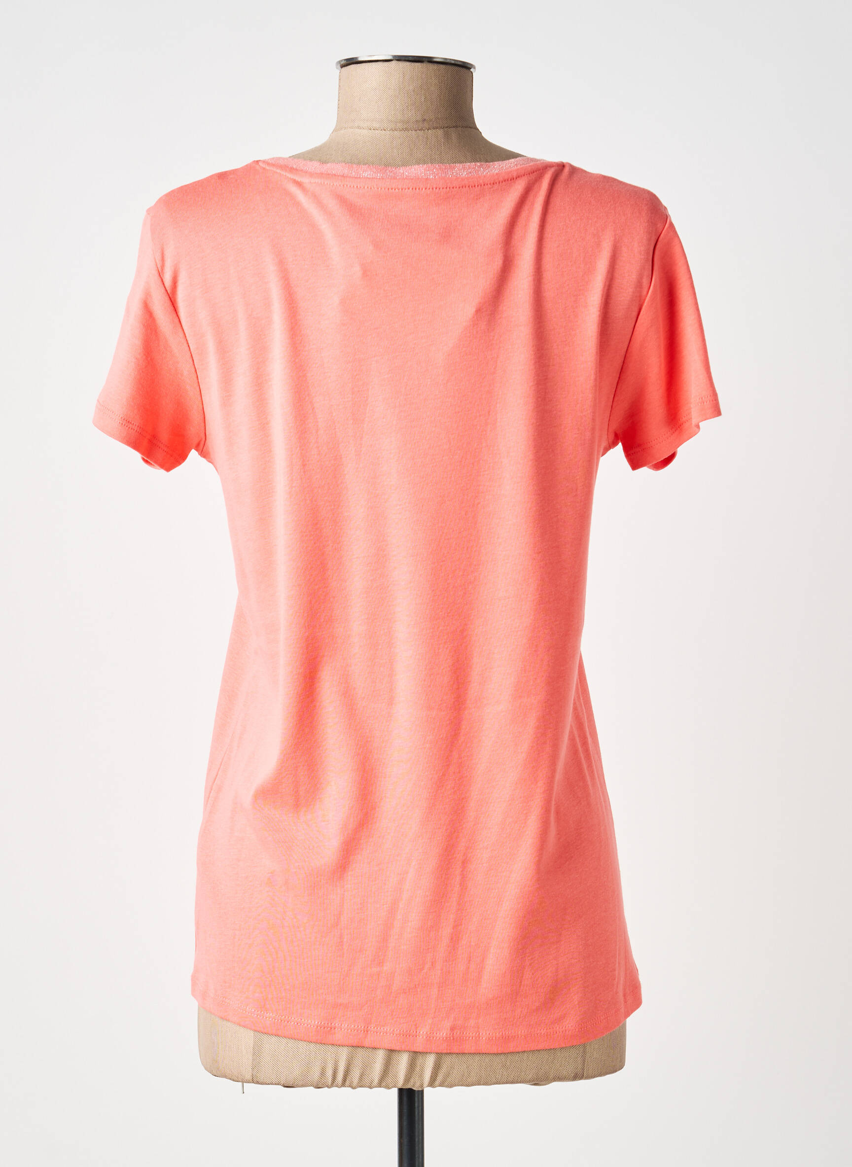 Tricou guler în v mâneci scurte roz C'EST BEAU LA VIE femeie