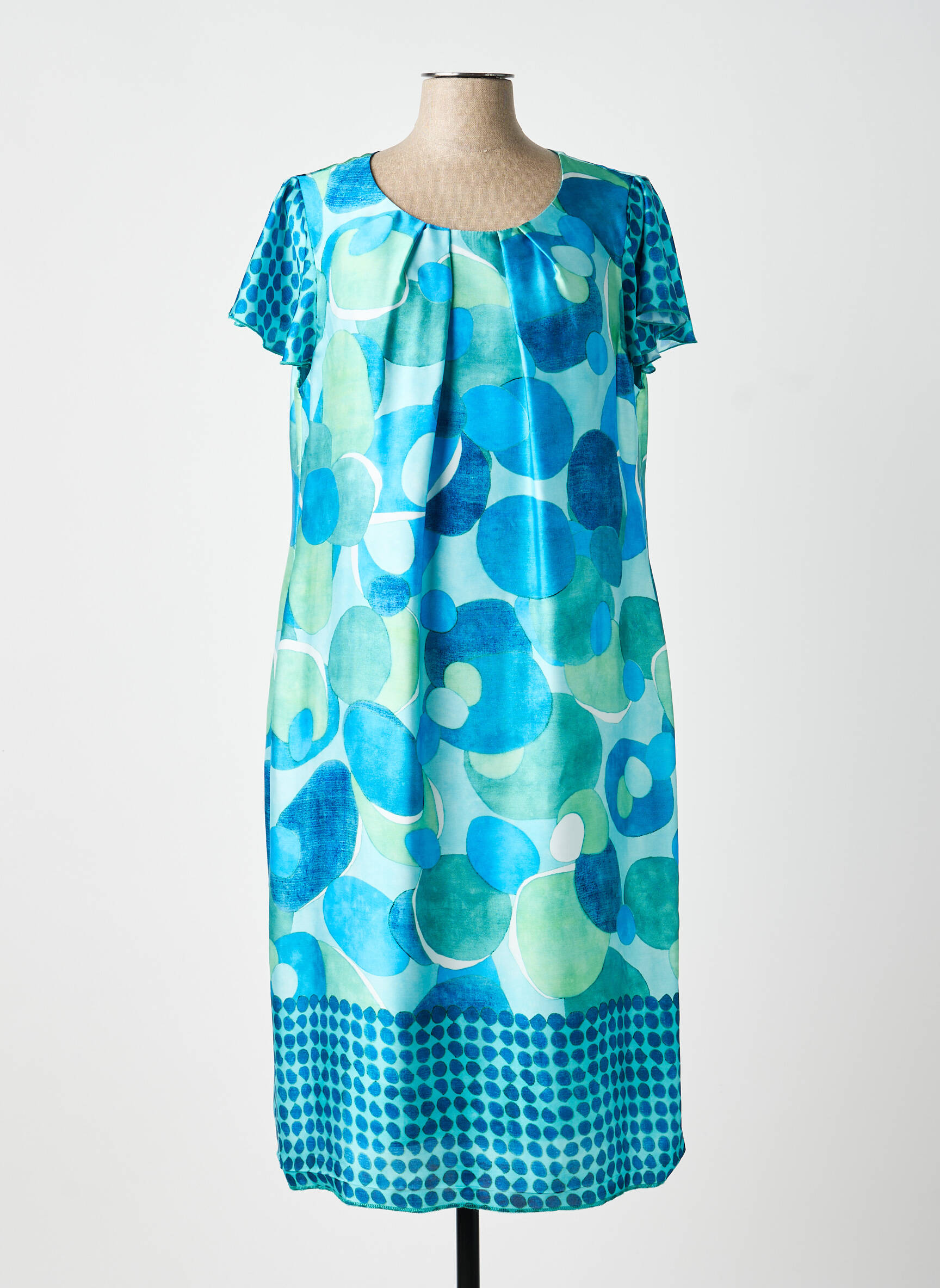 Rochie midi croială fluidă mâneci scurte albastru ESTEL COLLECTION femeie