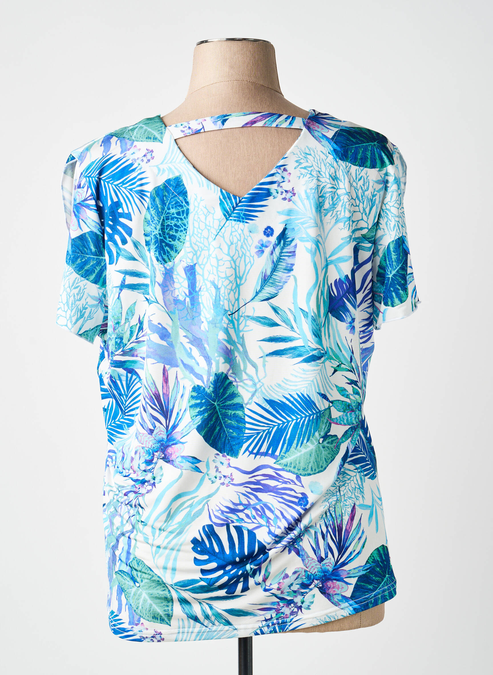 Tricou guler în v mâneci scurte albastru DIANE LAURY femeie