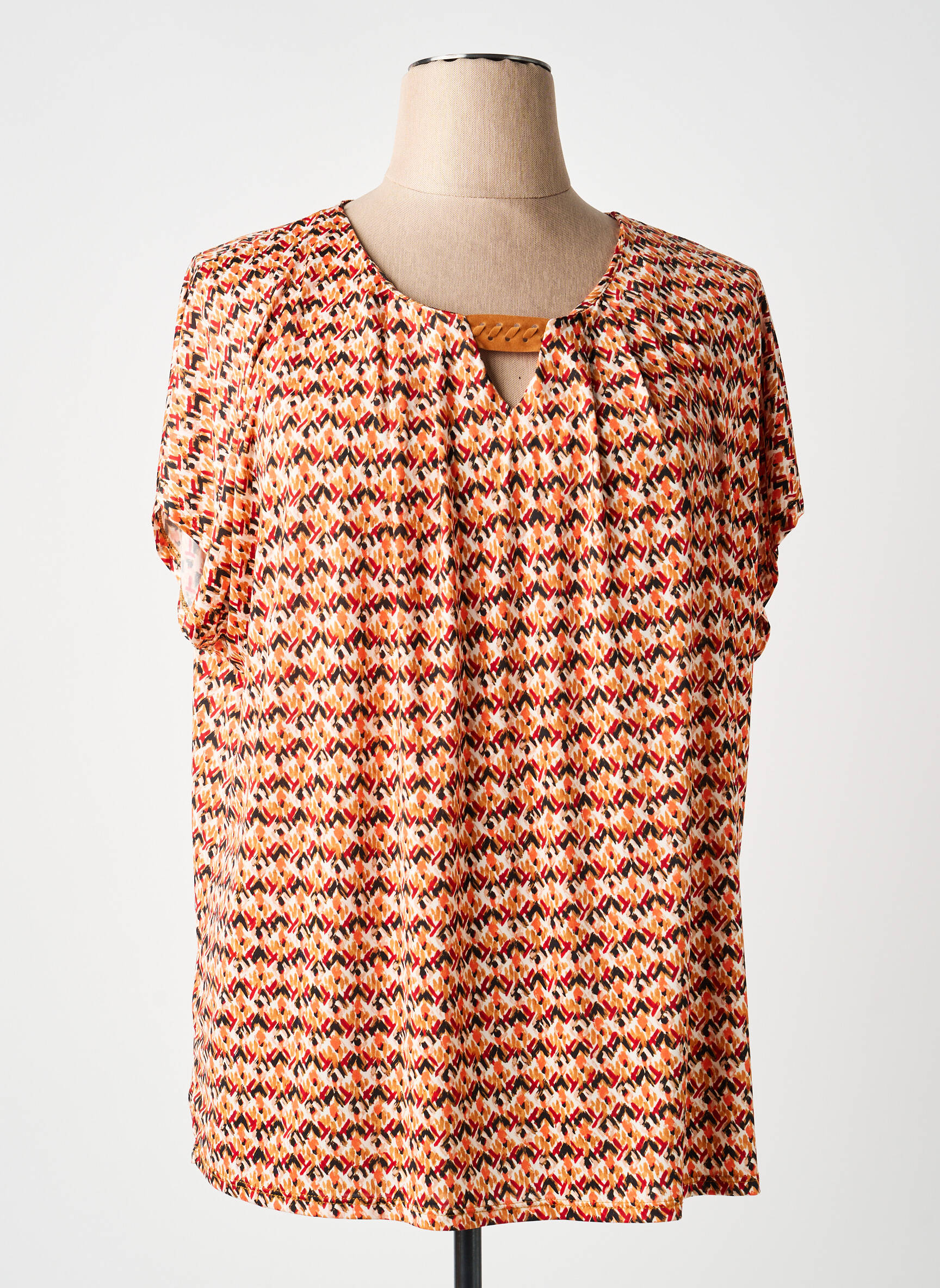 Tricou imprimeu fantezie mâneci scurte portocalie DIANE LAURY femeie