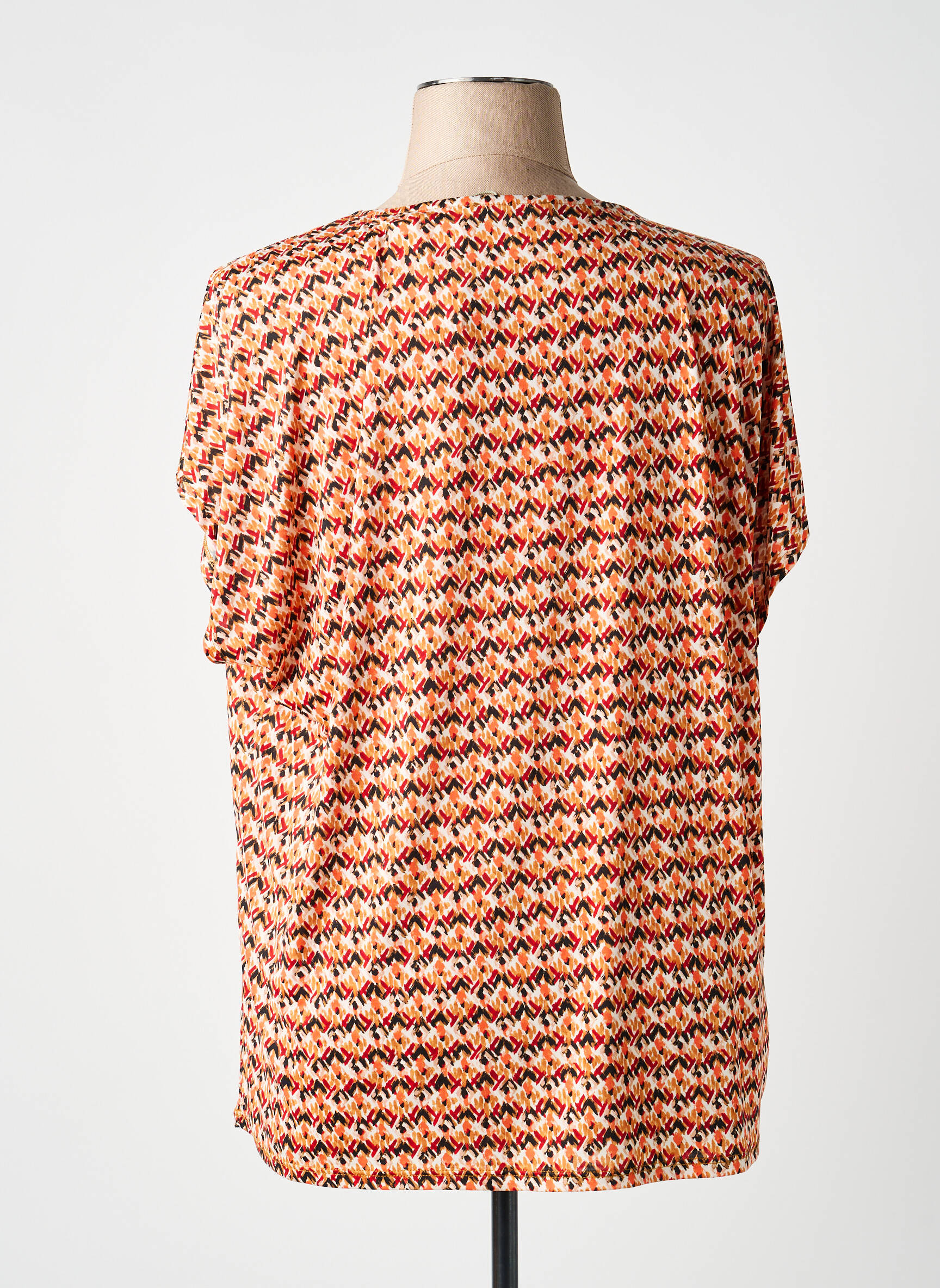 Tricou imprimeu fantezie mâneci scurte portocalie DIANE LAURY femeie