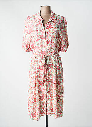 Rochie midi imprimeu floral mâneci scurte portocalie C'EST BEAU LA VIE femeie