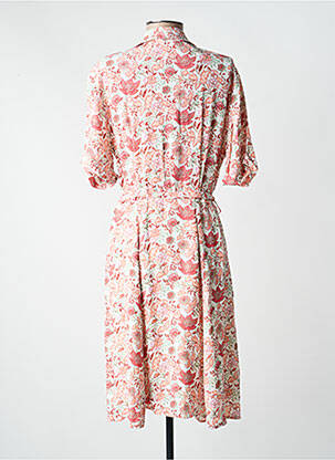 Rochie midi imprimeu floral mâneci scurte portocalie C'EST BEAU LA VIE femeie
