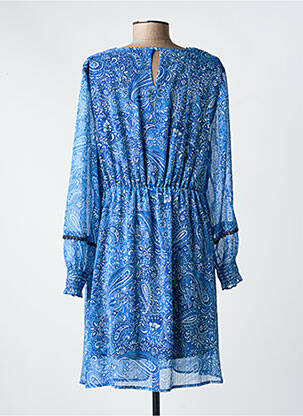 Rochie scurtă croială fluidă mâneci lungi albastru C'EST BEAU LA VIE femeie