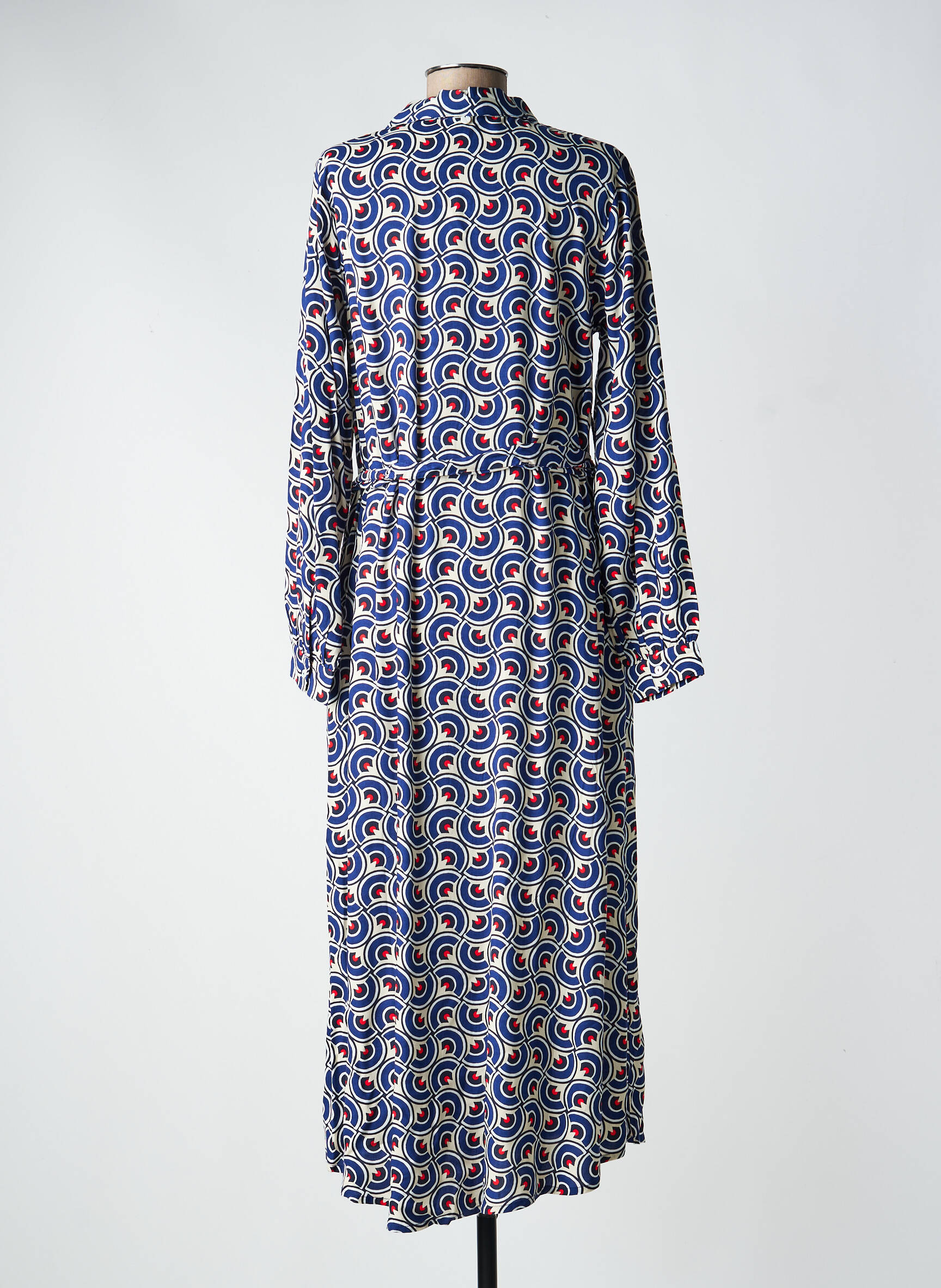 Rochie lungă imprimeu fantezie mâneci lungi albastru LION OF PORCHES femeie
