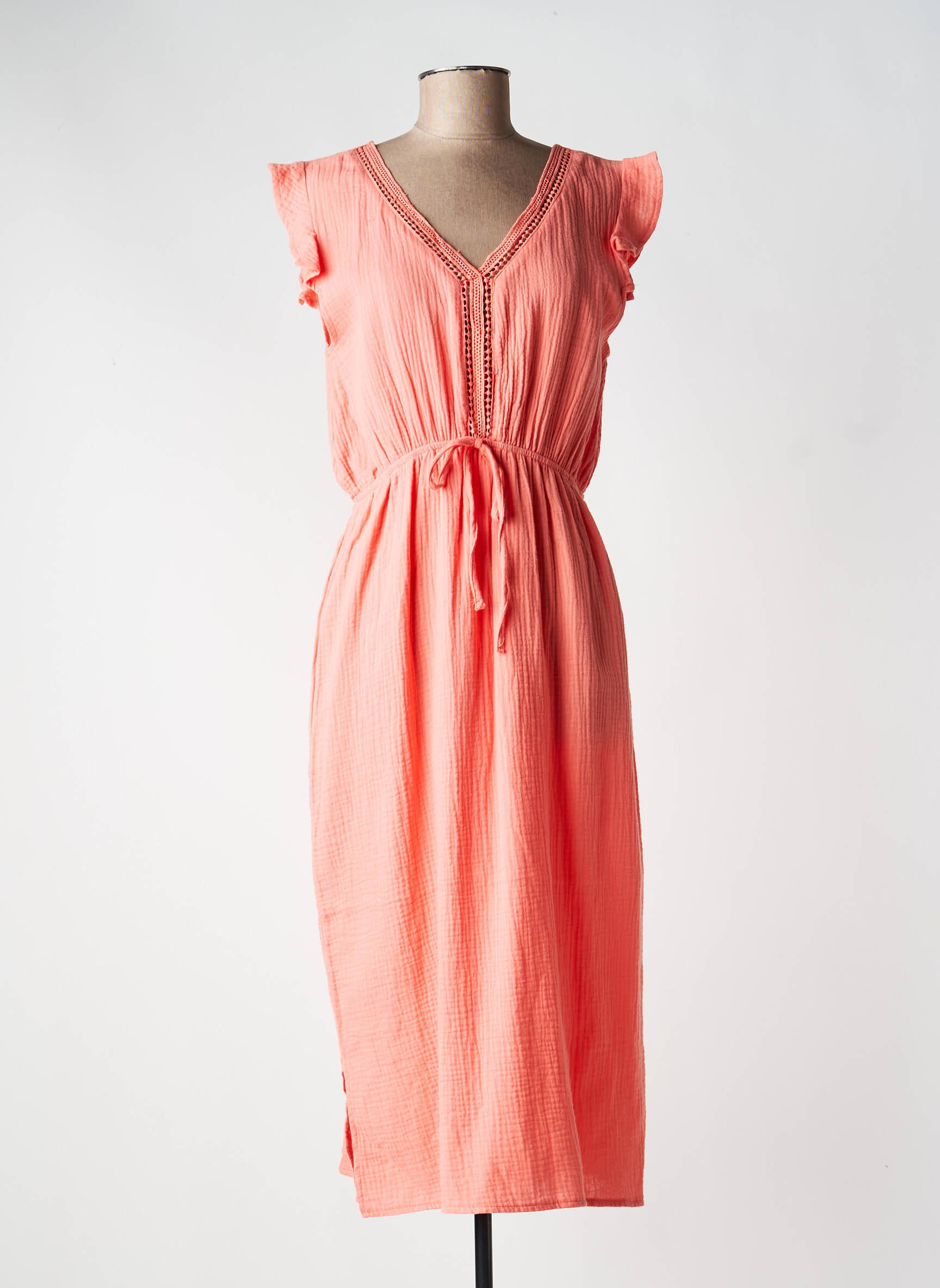 Rochie lungă mâneci scurte mâneci scurte portocalie MOLLY BRACKEN femeie