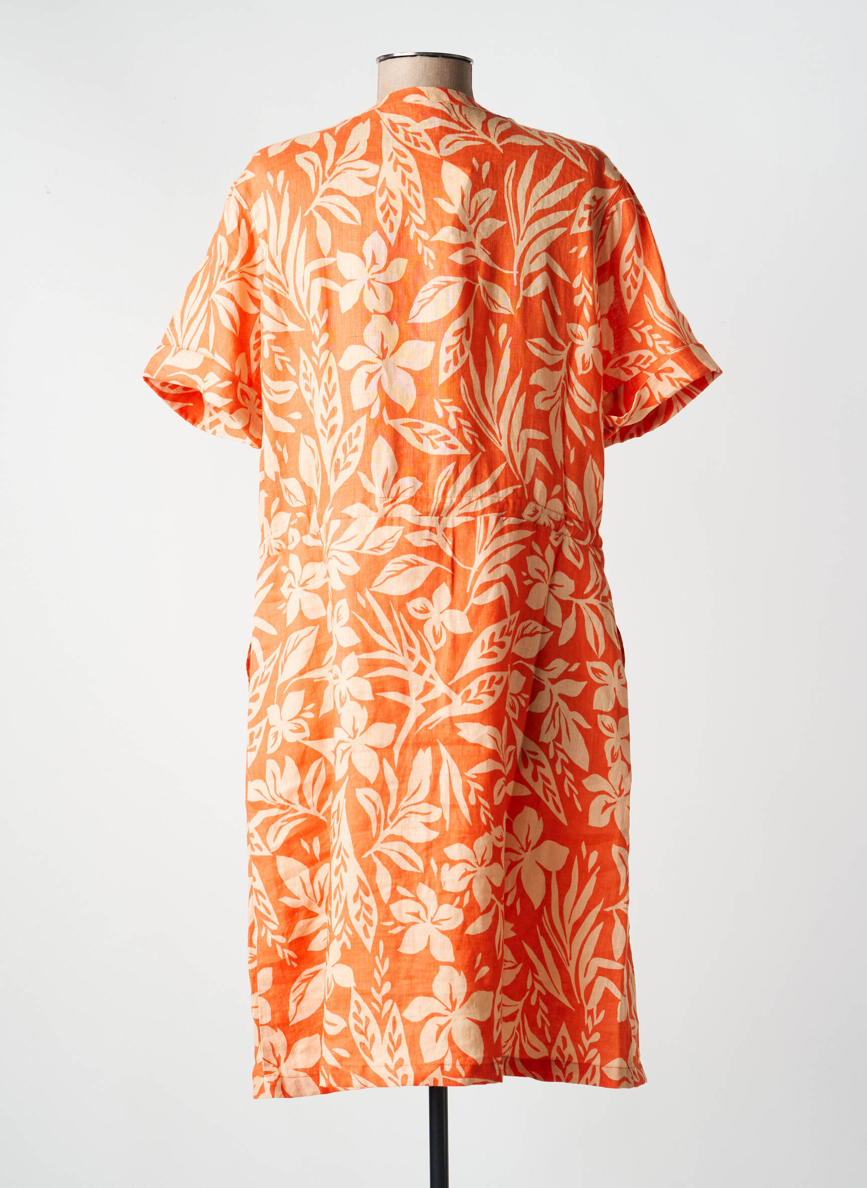 Rochie midi imprimeu floral mâneci scurte portocalie ARMOR LUX femeie