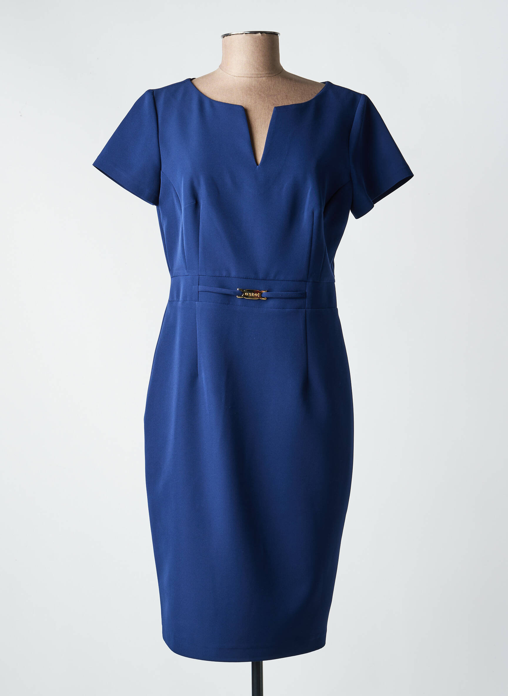 Rochie midi mâneci scurte mâneci scurte albastru ESTEL COLLECTION femeie