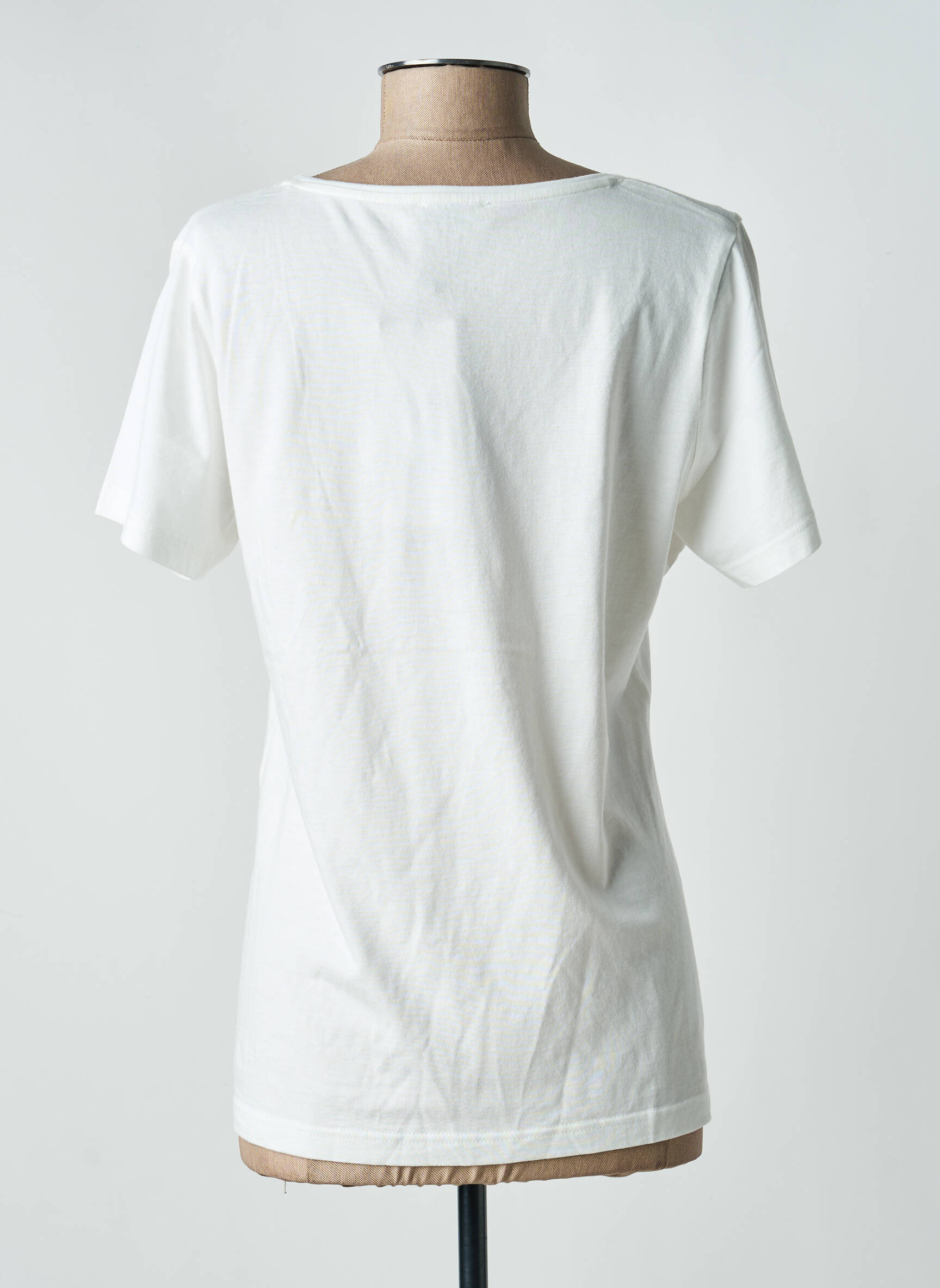 Tricou guler în v mâneci scurte bej SIGNE NATURE femeie