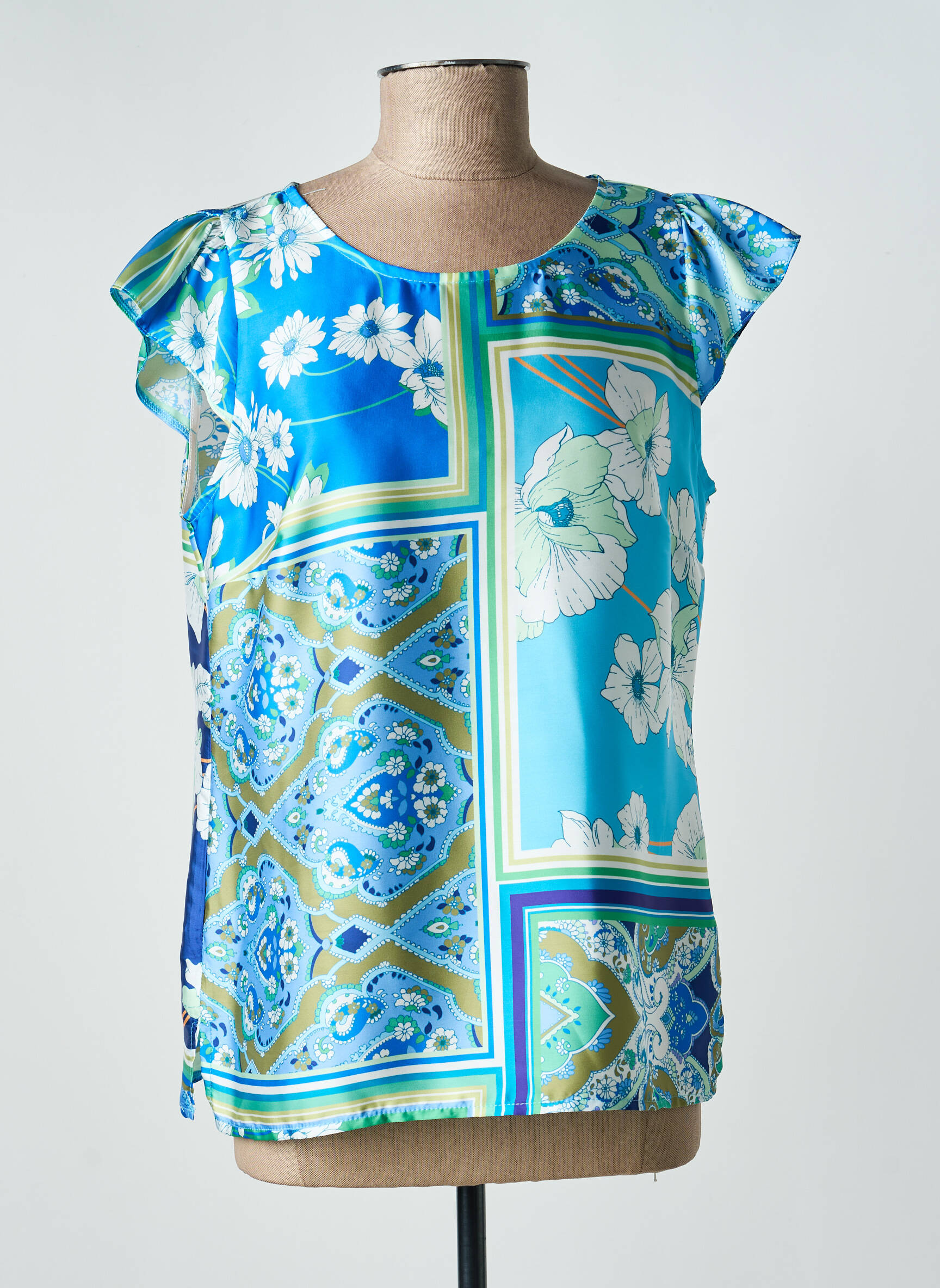 Top croială fluidă mâneci scurte albastru ESTEL COLLECTION femeie