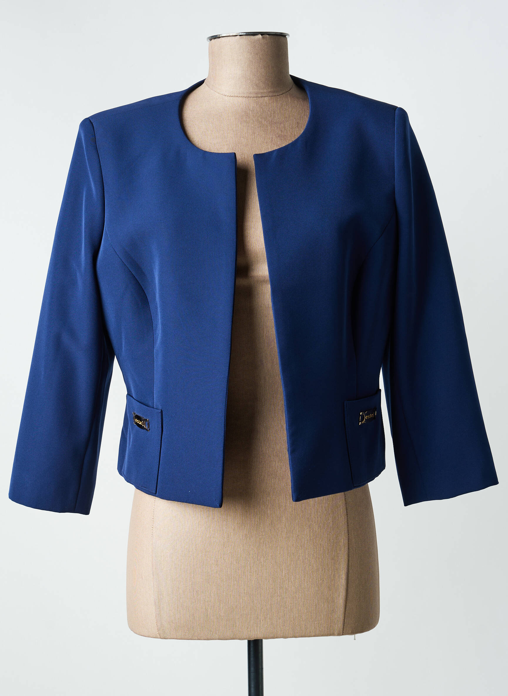 Jachete elegante țesătură crep albastru ESTEL COLLECTION femeie