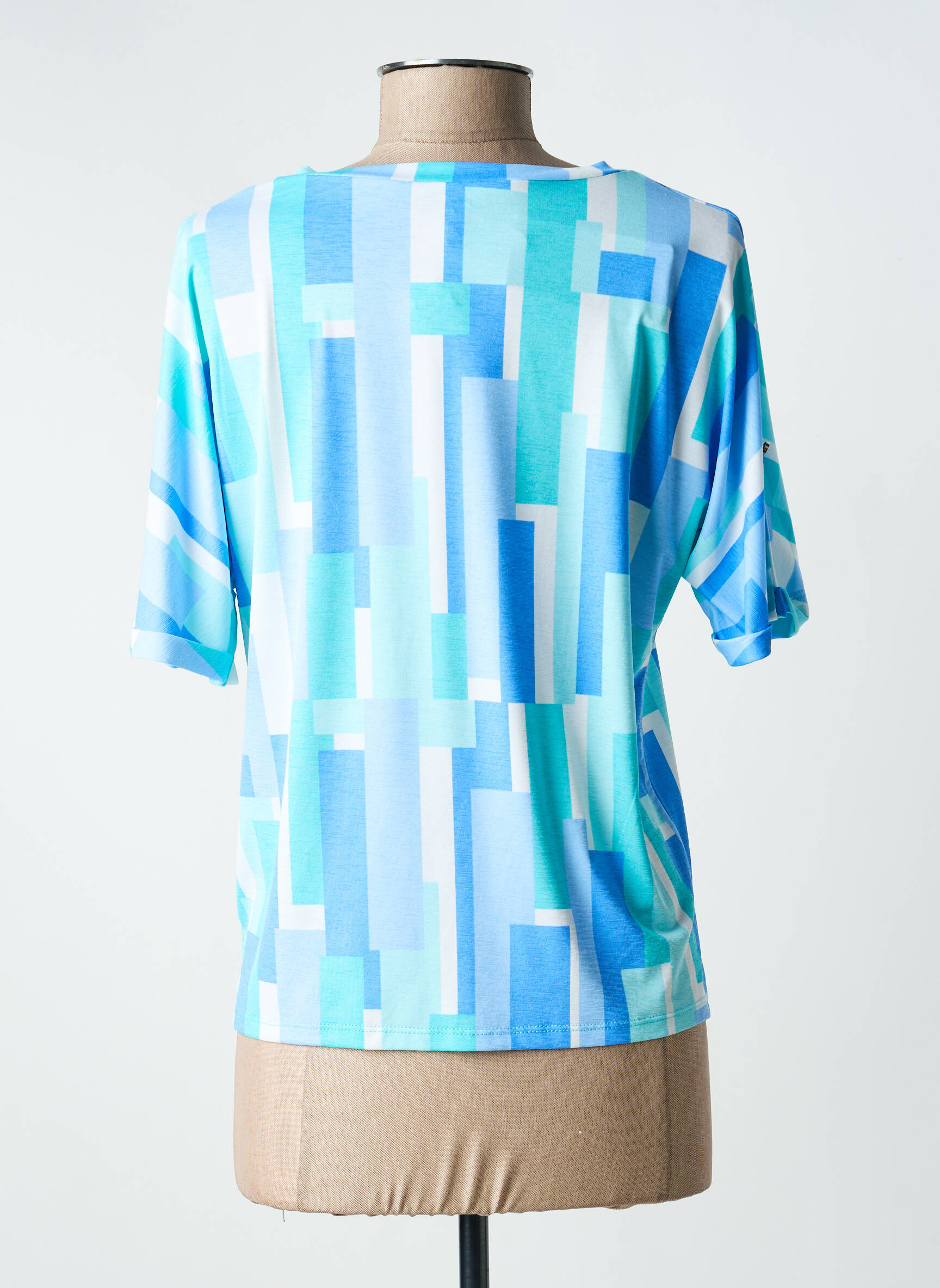 Tricou imprimeu fantezie mâneci scurte albastru MARBLE femeie