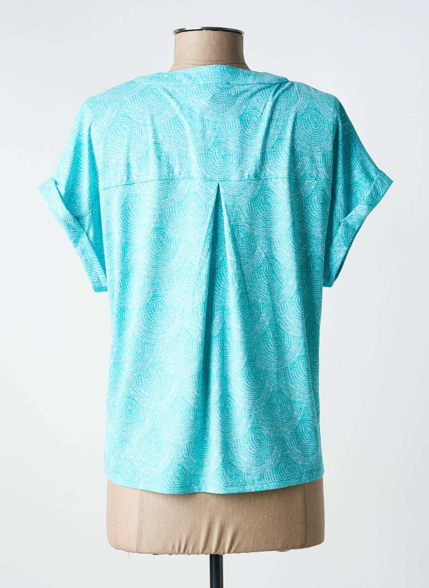 Tricou imprimeu fantezie mâneci scurte albastru MARBLE femeie
