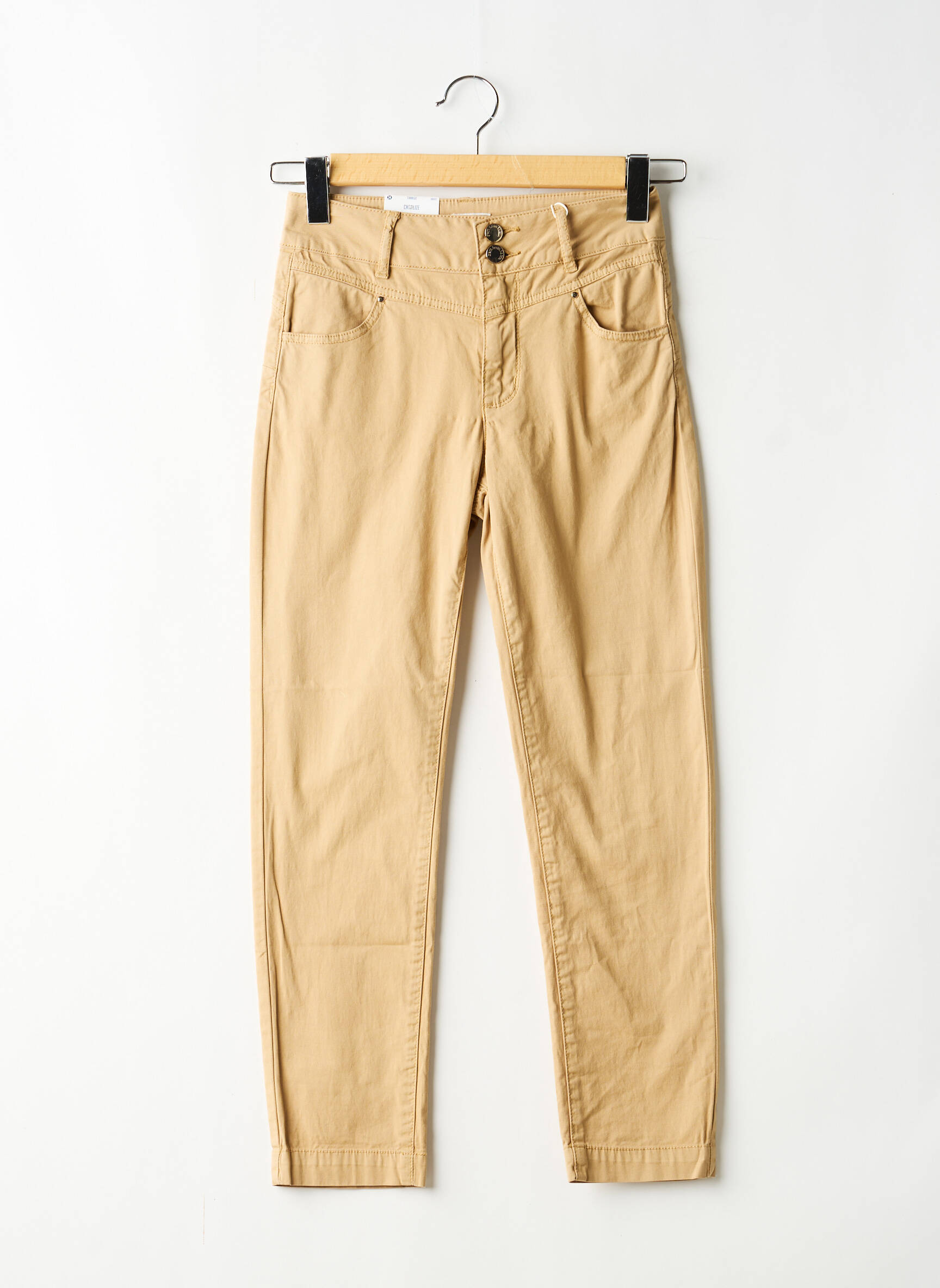 Pantalon slim țesătură poplin mărime normală bej C'EST BEAU LA VIE femeie
